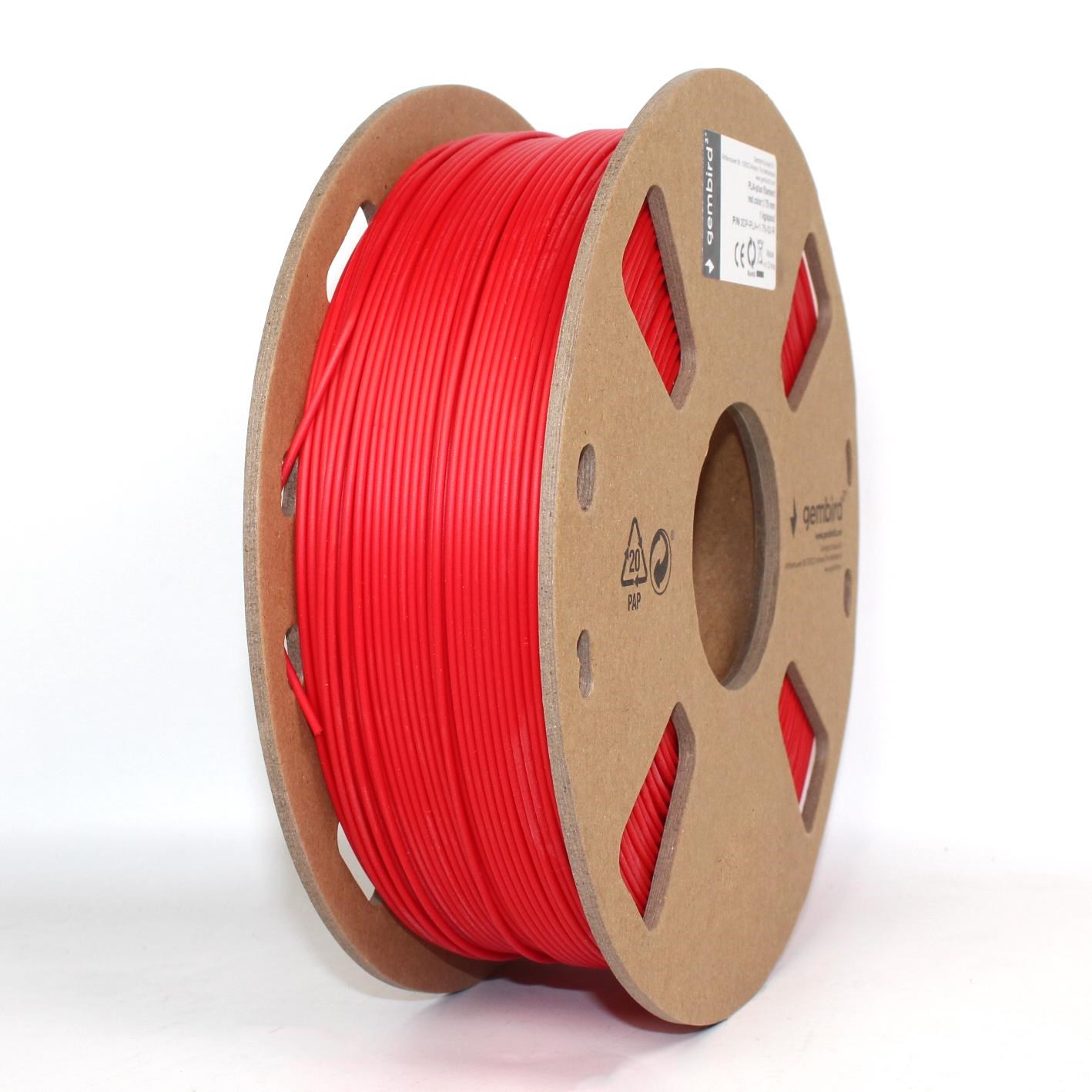 Gembird Pla+ Filament - Rot - 1.75mm ø - 1 kg - Filament 3D Drucker 3dp-pla+1.75-02-r