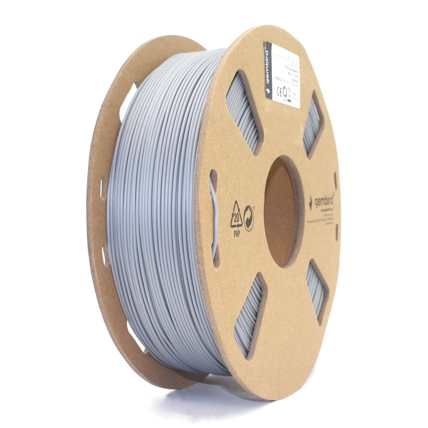 Gembird Pla+ Filament - Grau - 1.75mm ø - 1 kg - Filament 3D Drucker