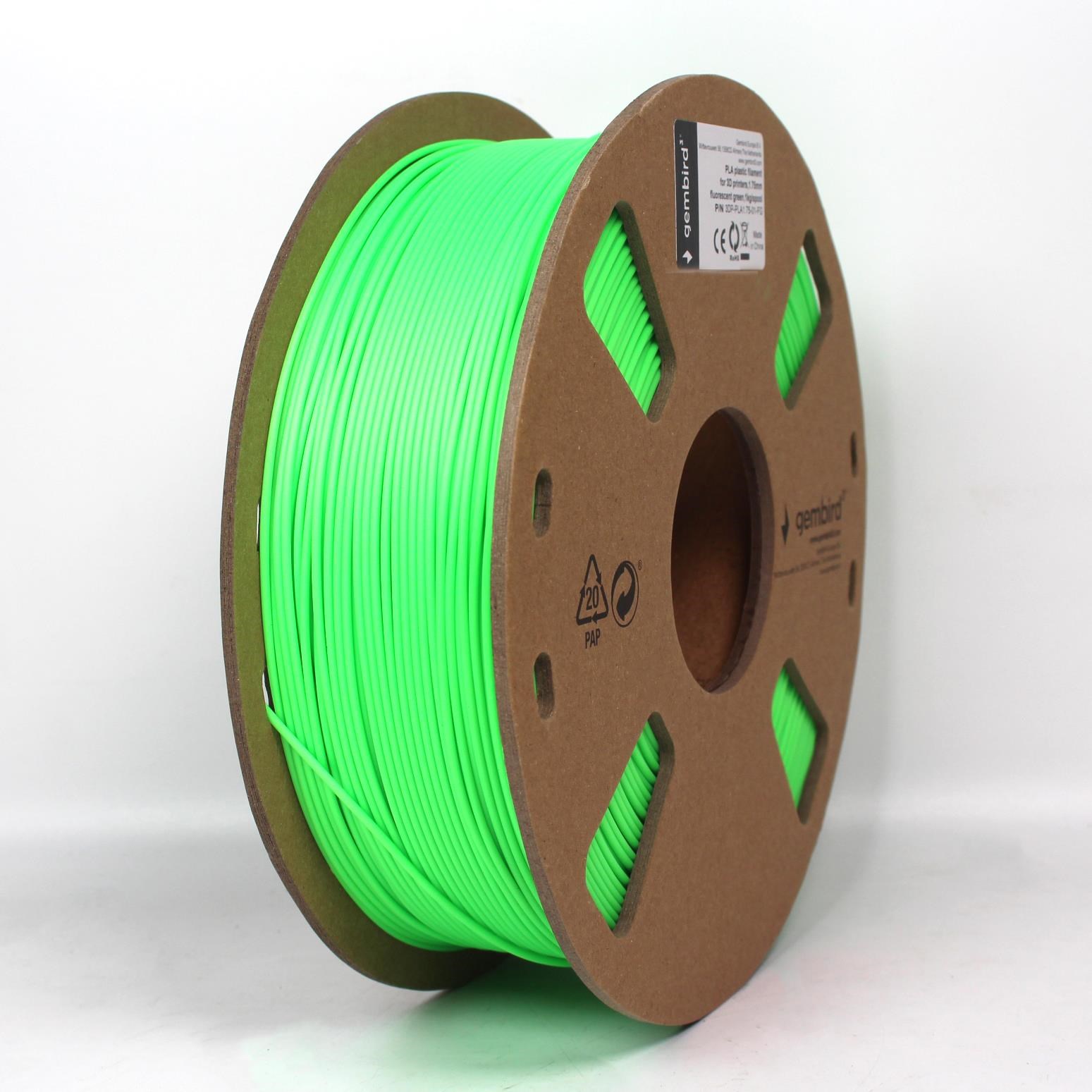 Gembird Pla Filament - Fluoreszierendes Grün - 1.75mm ø - 1 kg - Filament 3D Drucker 3dp-pla1.75-01-fg