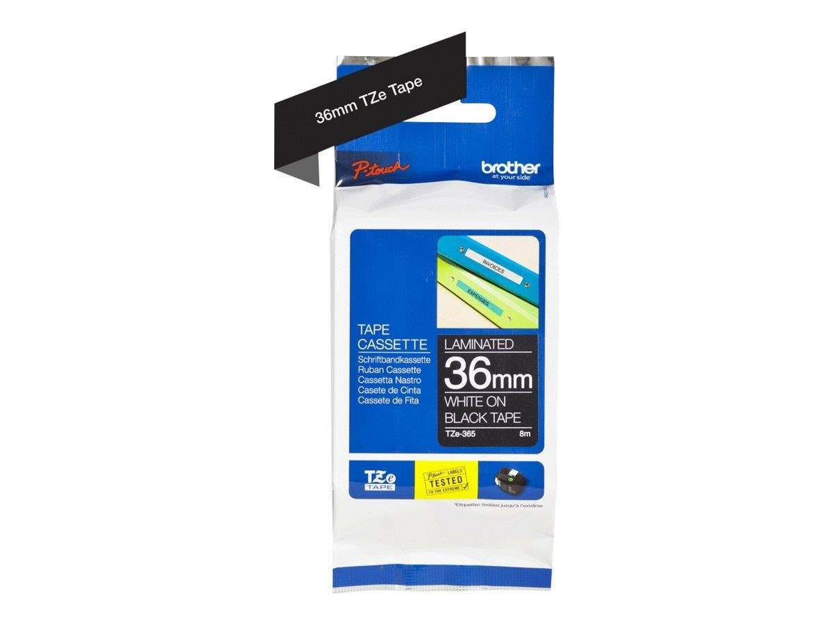 Brother Tze365 / Tze-365 White on Black Ribbon (36mm x 8m) - Papier Fotopapier Und Etiketten