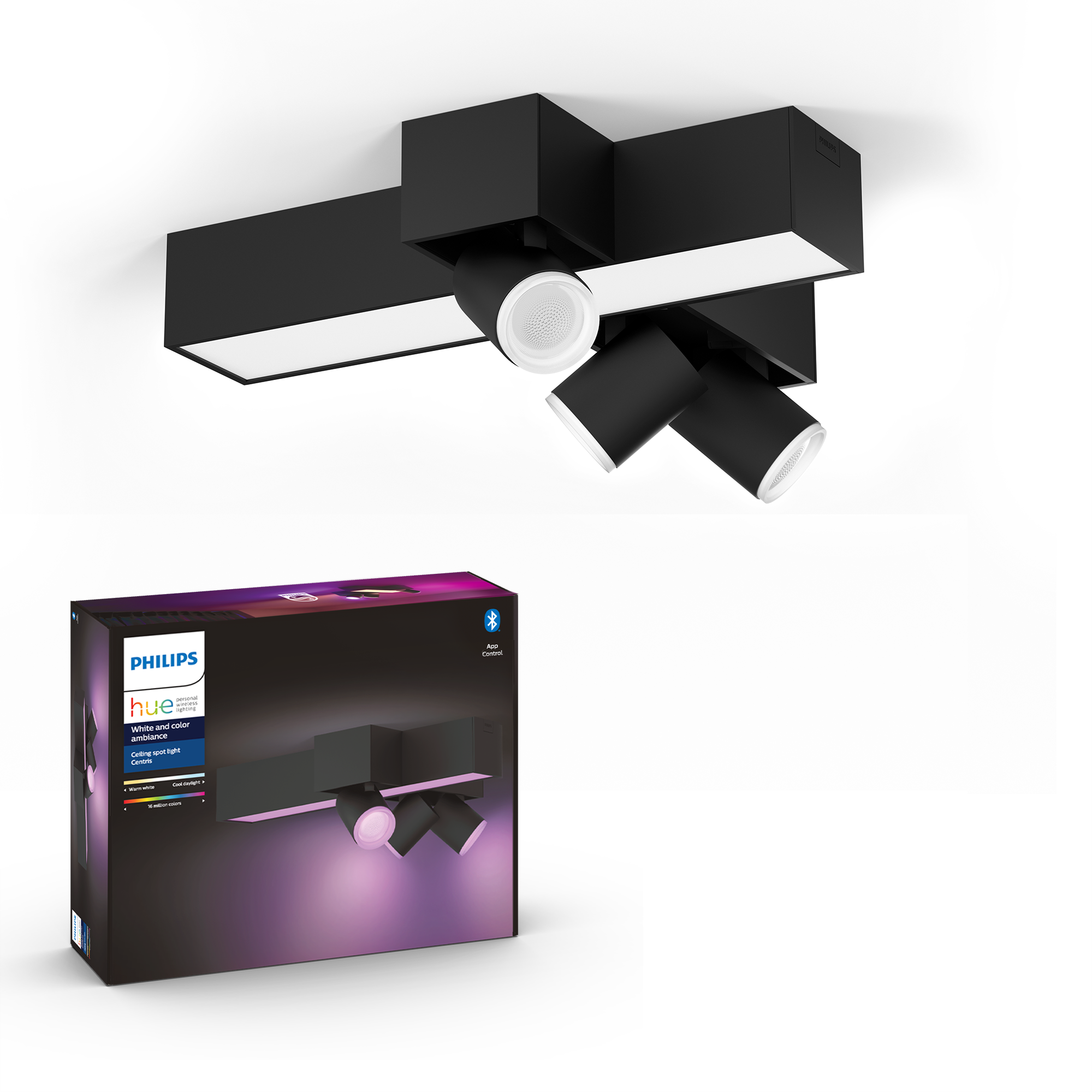 Philips Hue Centris Cross 3-er Spots 5.7W - Schwarz - Smart Home