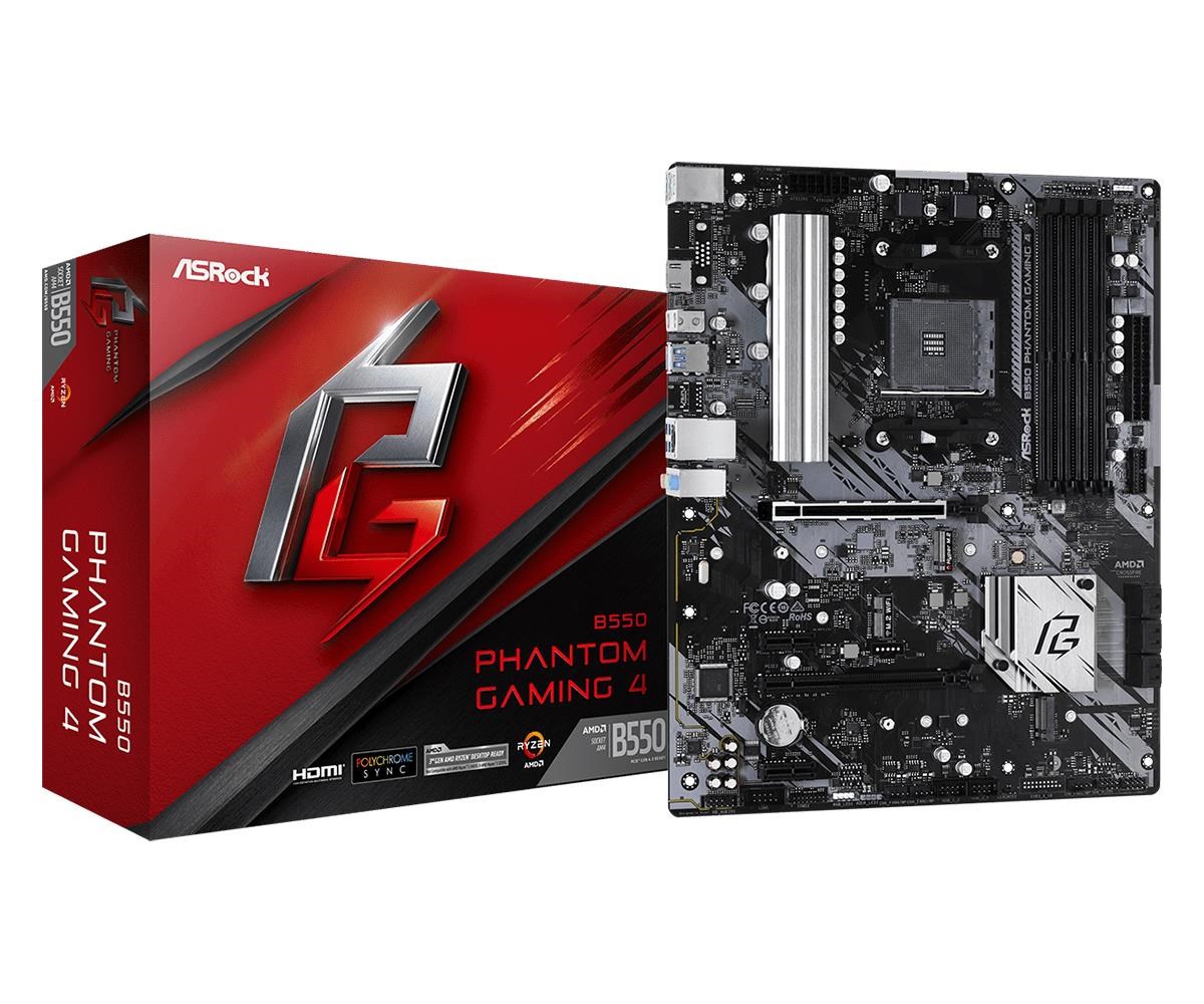 Asrock B550 Phantom Gaming 4 Mainboard - Amd B550 - Amd Am4 - Ddr4 Ram - Atx 90-mxbcy0-a0uayz