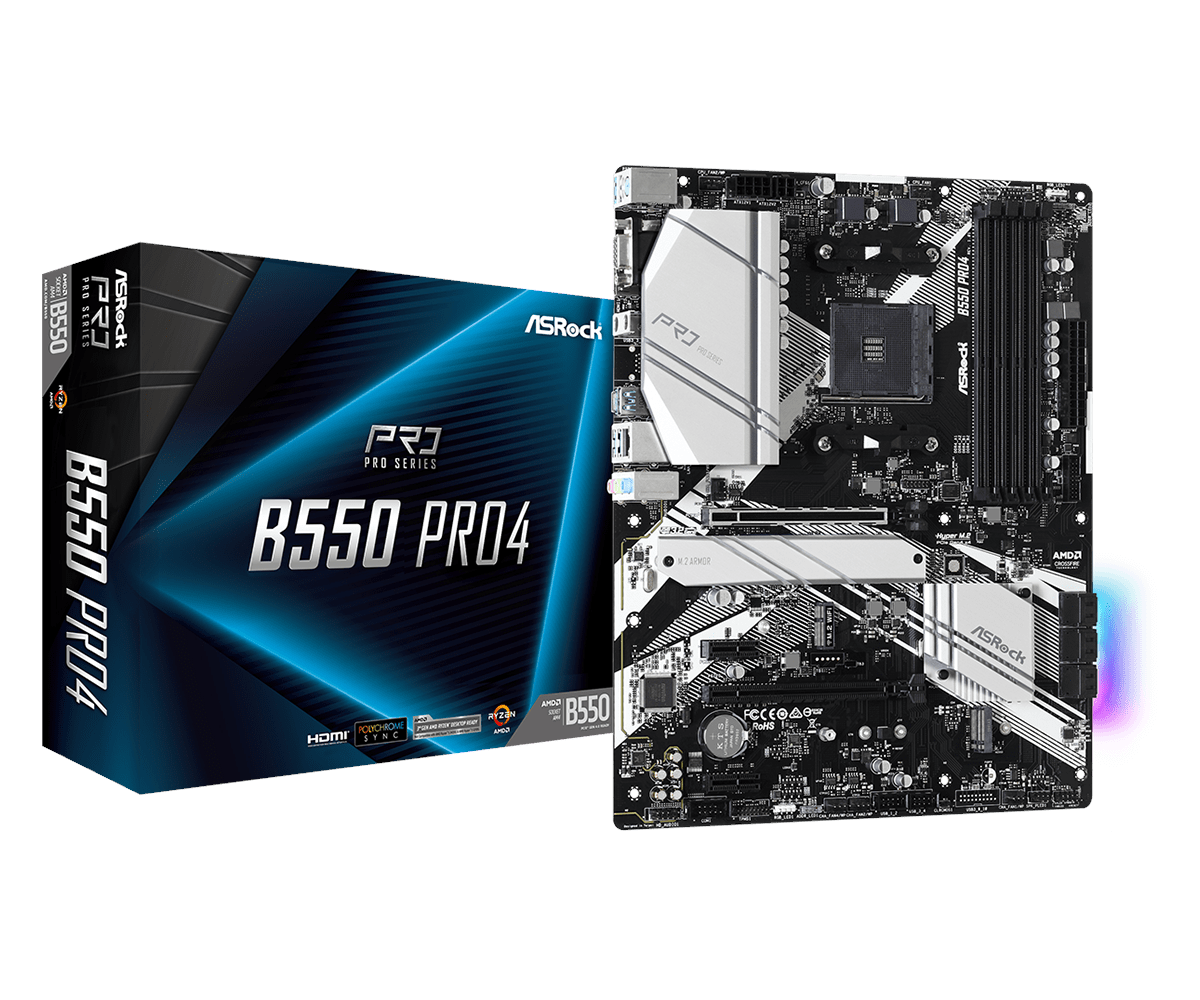 Asrock B550 Pro4 Mainboard - Amd B550 - Amd Am4 - Ddr4 Ram - Atx