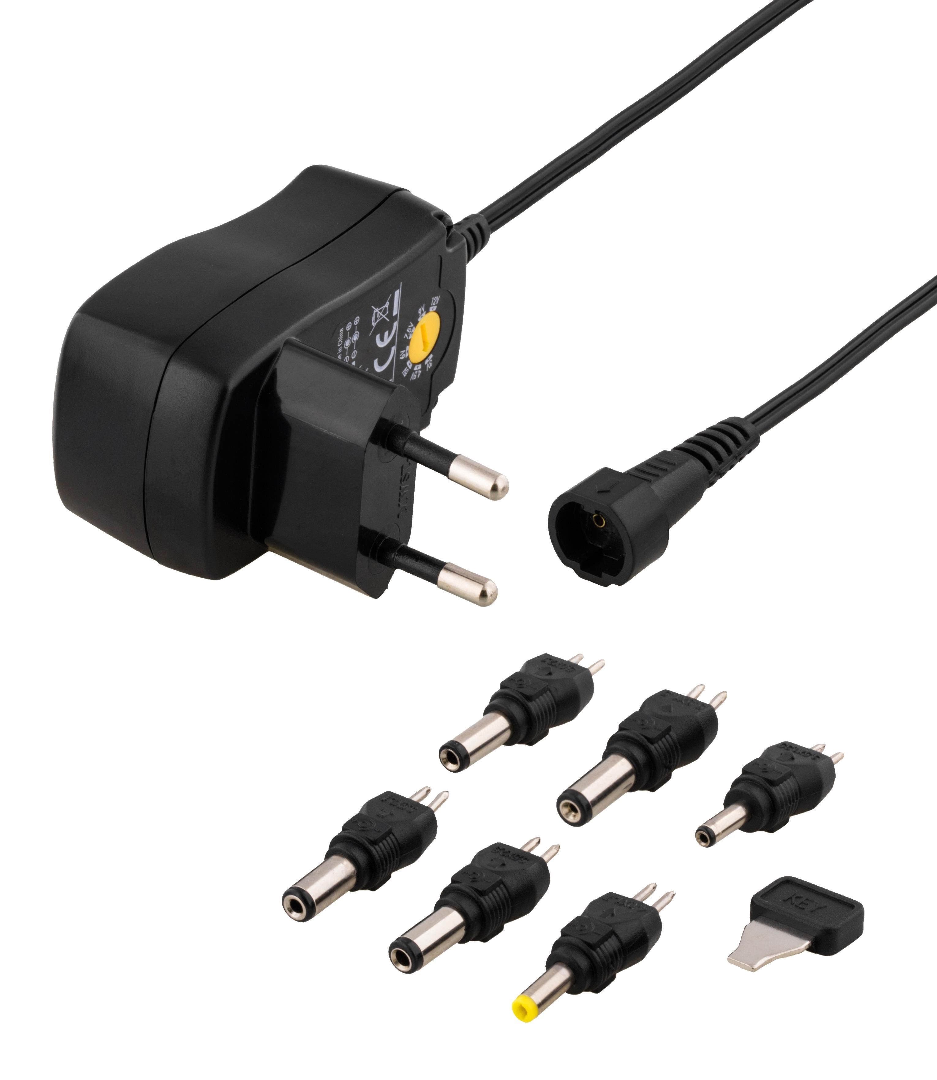 Deltaco AC Adapter 230v to 3-12 V DC 600ma 6 Interchangeable Connectors - Netzteile Fuer Laptops