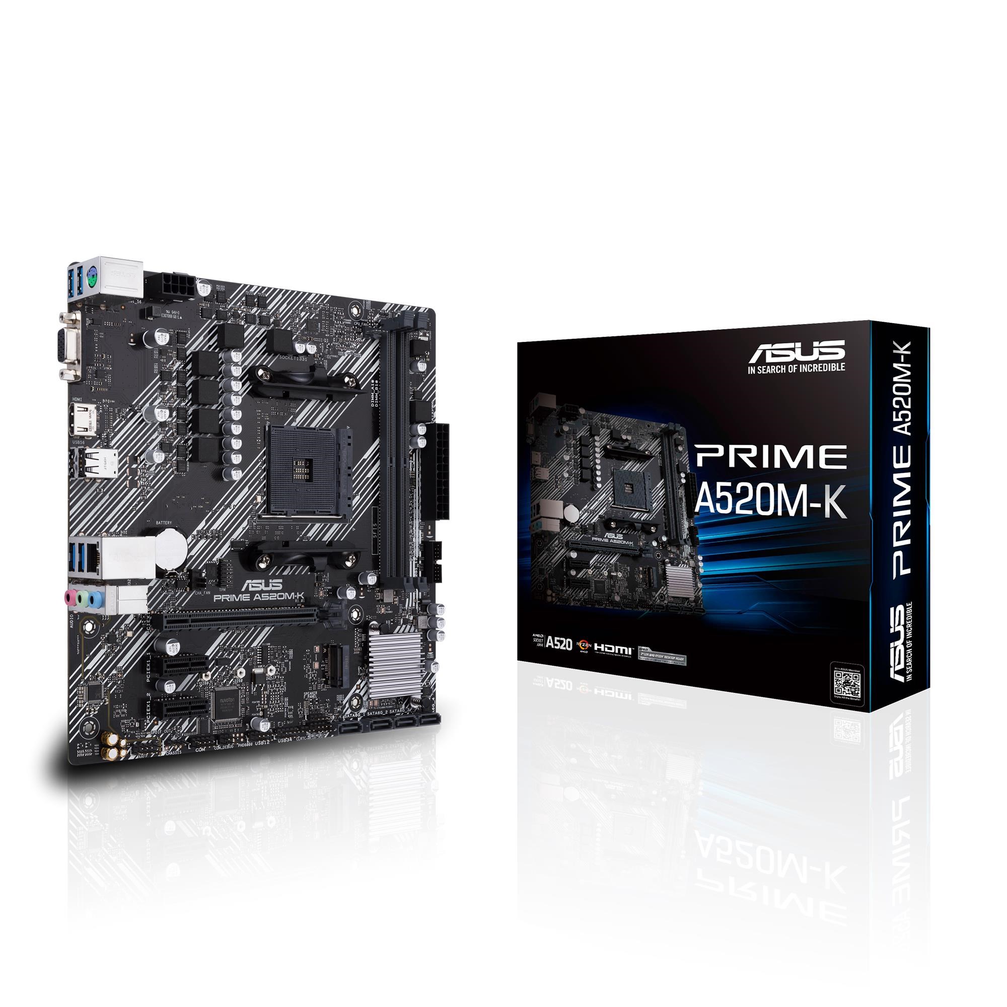 Asus Prime A520m-k Mainboard - Amd A520 - Amd Am4 - Ddr4 Ram - Micro-atx