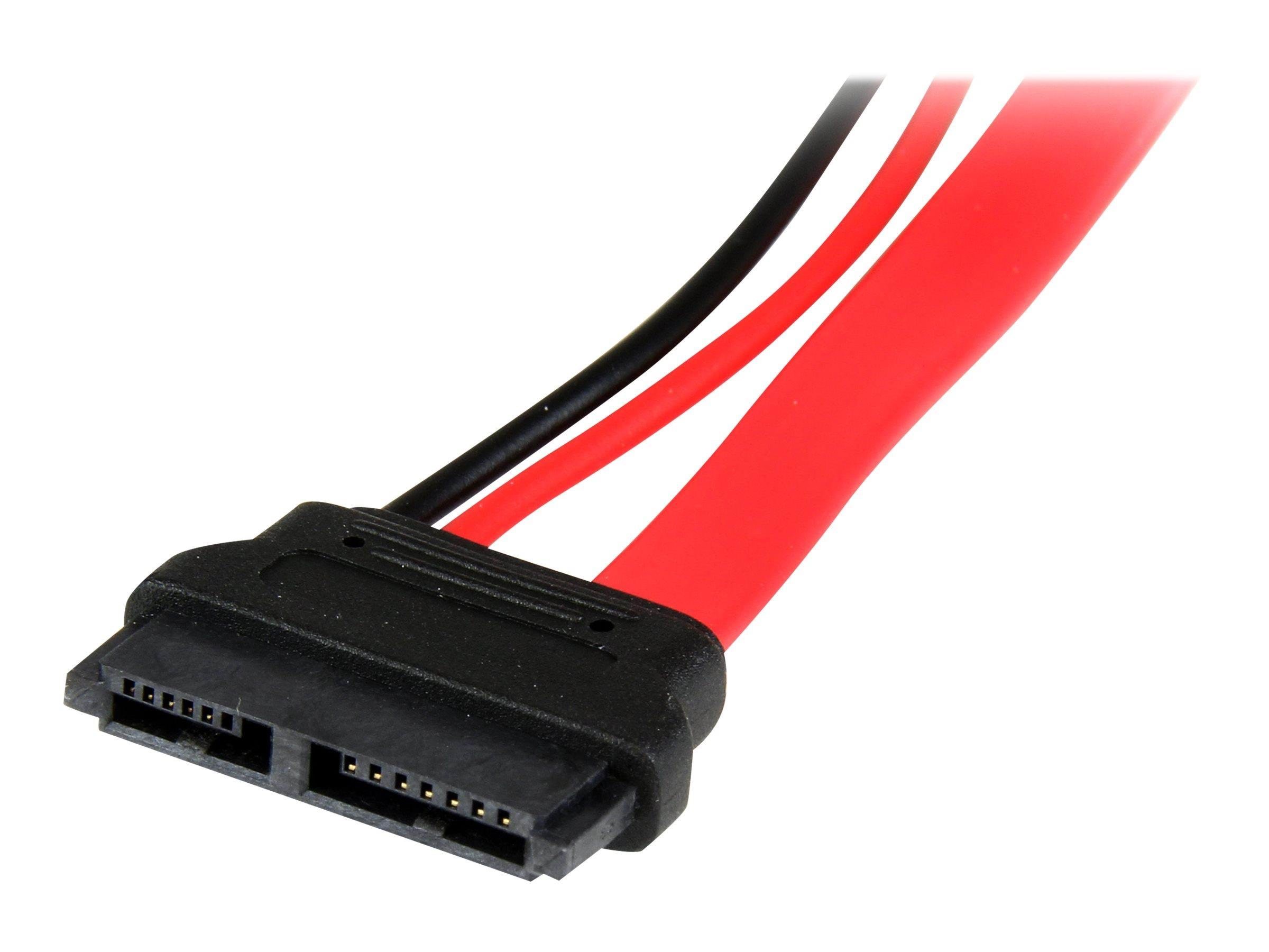 6in Slimline Sata to Sata Adapter With Power - Slim Sata (F) to Sata (M) - Slimline Serial Ata to Sata (Slsataadap6) - Sata Adapter - Sata Kabel Rot