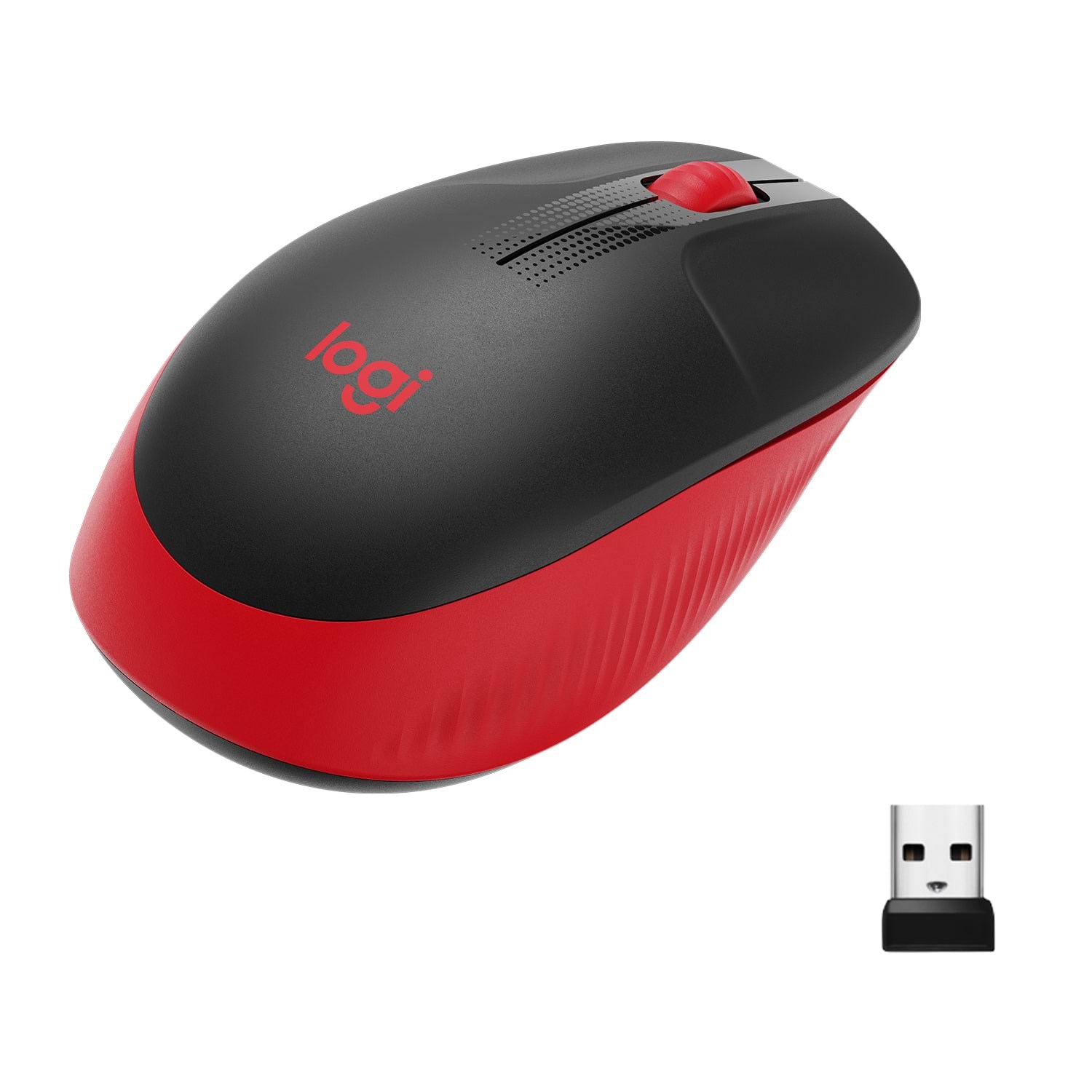 Logitech M190 Full-size Wireless Optical PC Mouse - Red - Maus (Rot) 910-005908