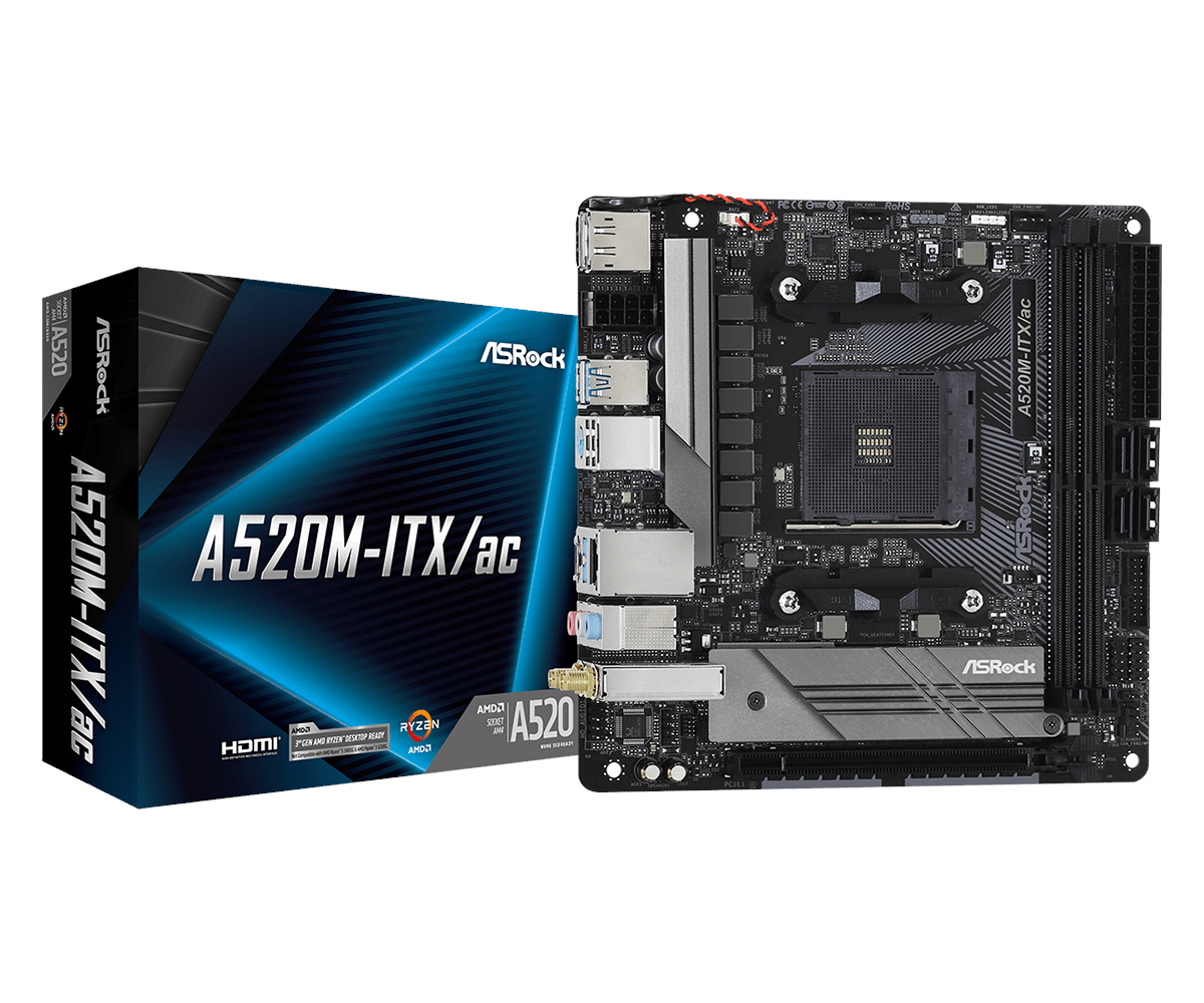 Asrock A520m-itx/ac Mainboard - Amd A520 - Amd Am4 - Ddr4 Ram - Mini-itx