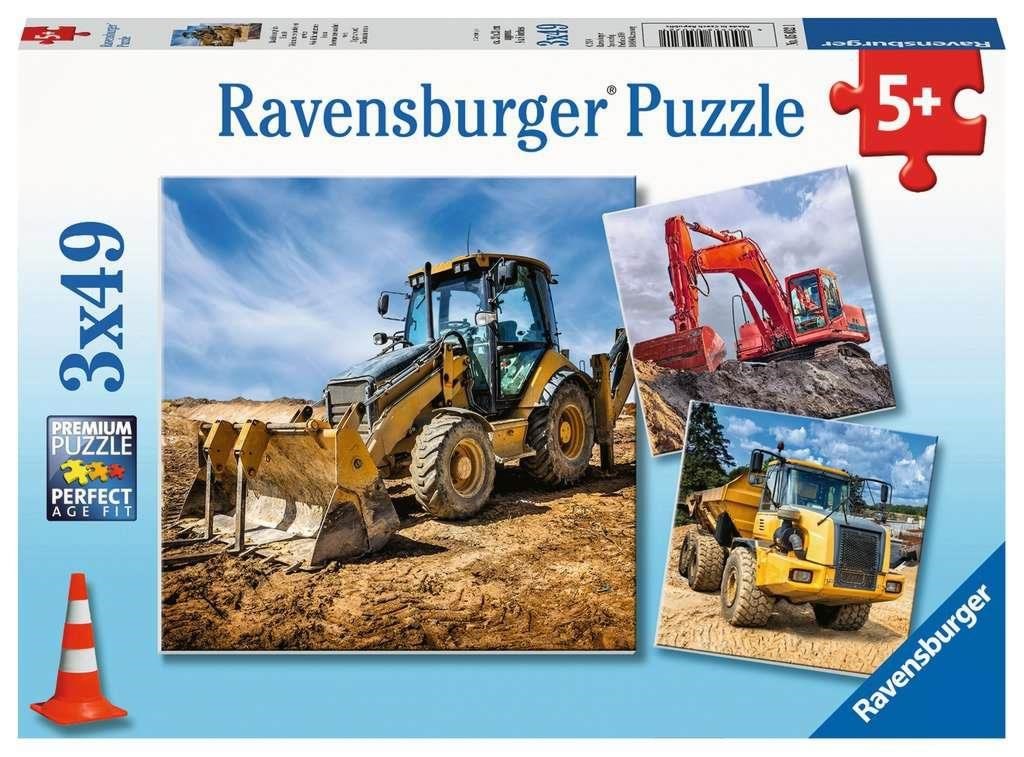 Ravensburger Digger At Work! 3x49p 2D Puzzles 50321