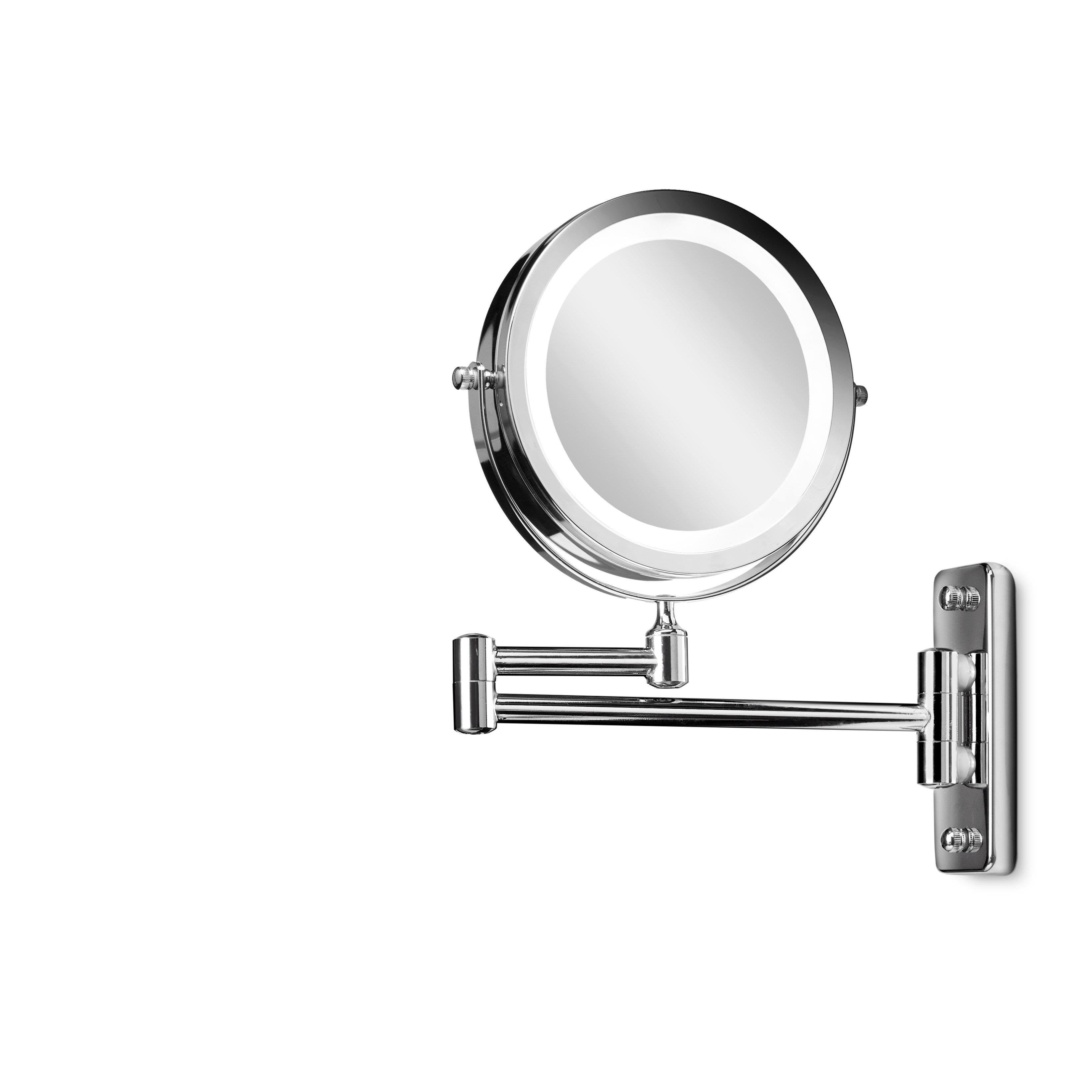 Gillian Jones Led Wall Double Sided Mirror in Silver x 10 Magnifying - Kosmetik Spiegel