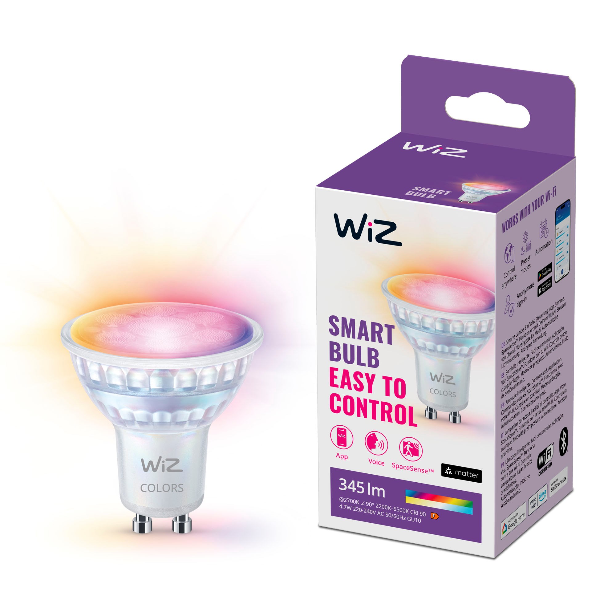 Wiz Color Gu10 Smart Spot Bulb - Rgb/16 Million Colours + Dimmable White Led - Smart Home 929003772322