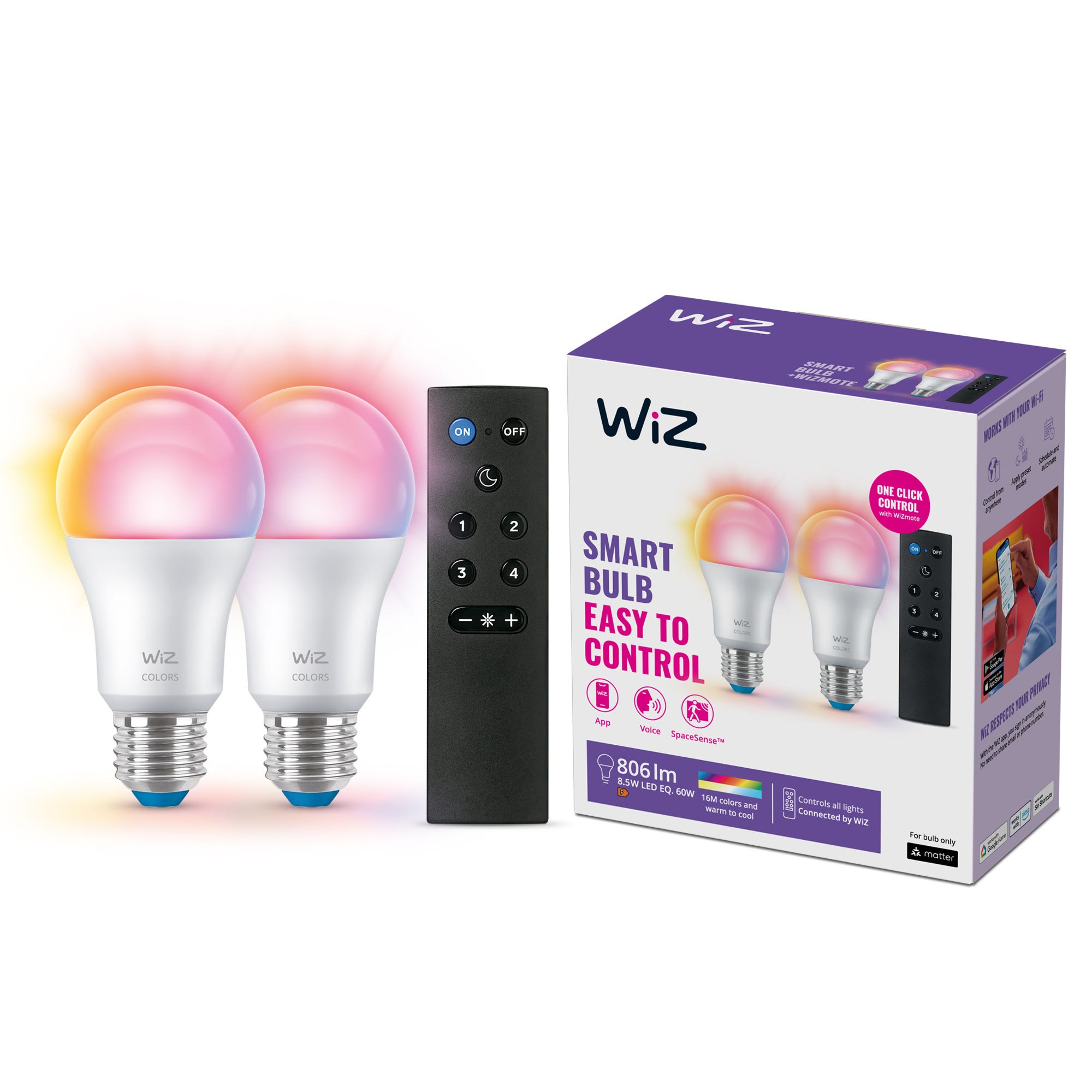Wiz Standard E27 Dimmerset - 2er-set Mit Mote - Smart Home