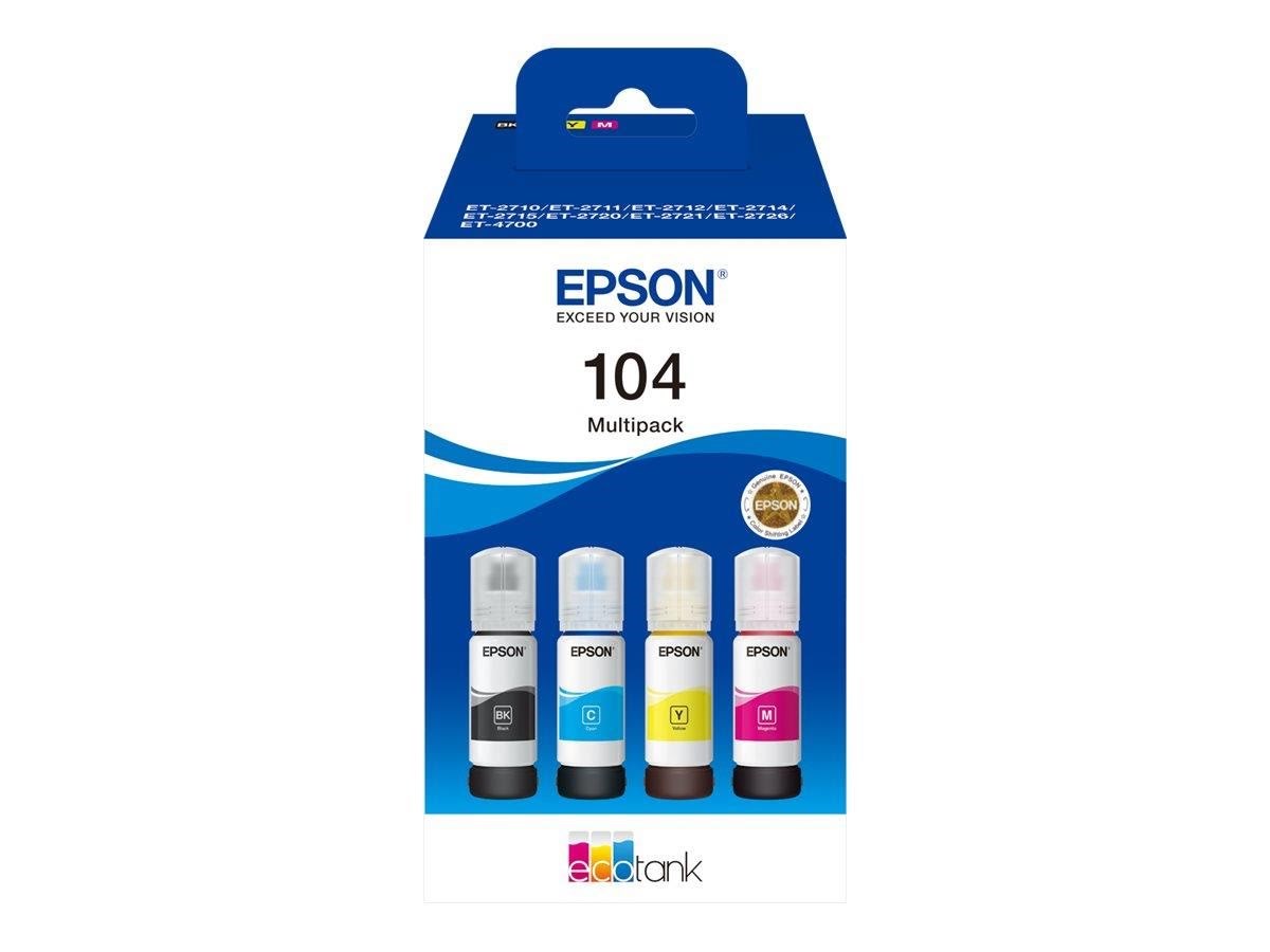 Epson Ecotank 104 - 4-pack (Yellow Cyan Magenta Black) Ink - Druckerzubehoer Tinte Toner C13t00p640