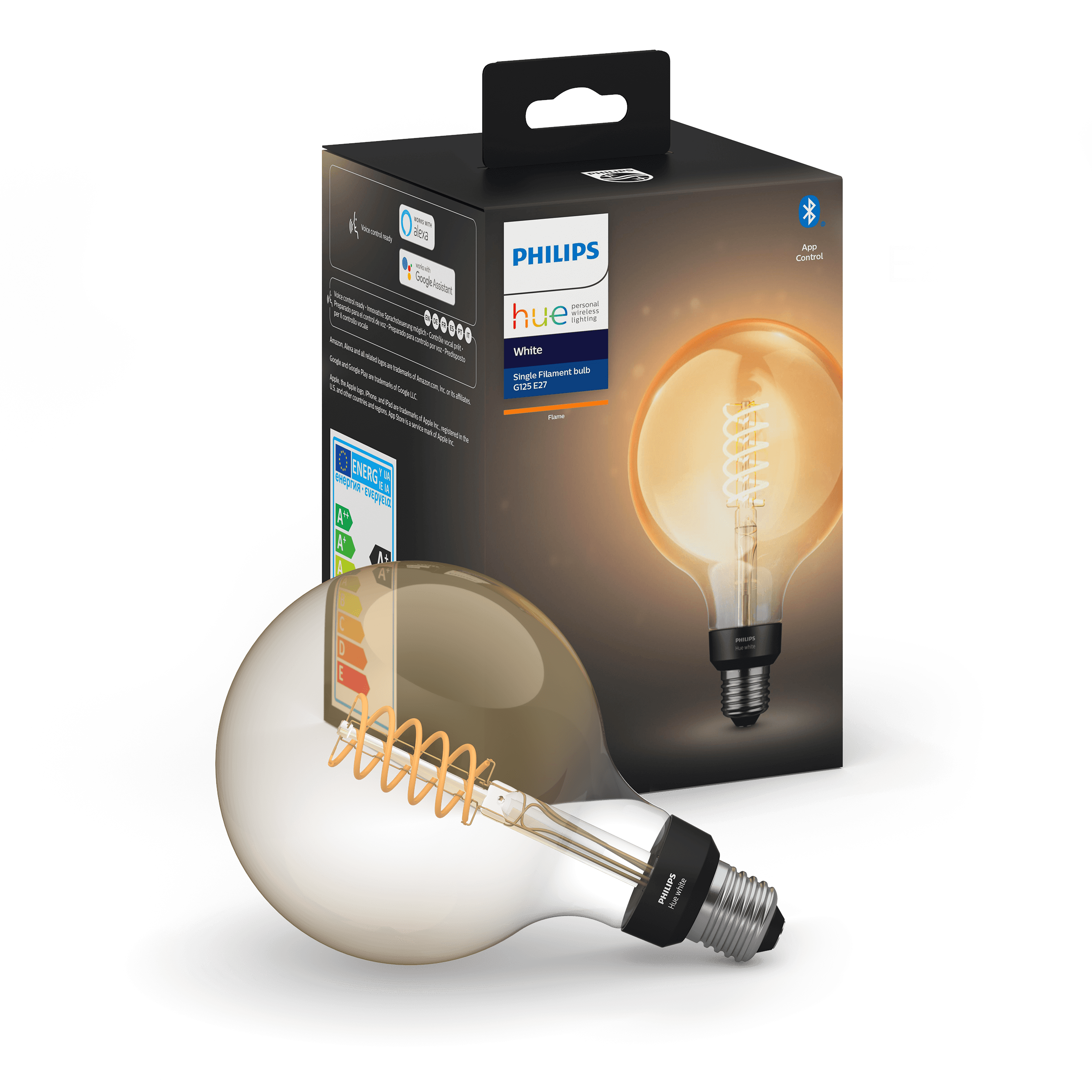 Philips Hue White Filament G125 E27 Globe Bulb - BT - Smart Home
