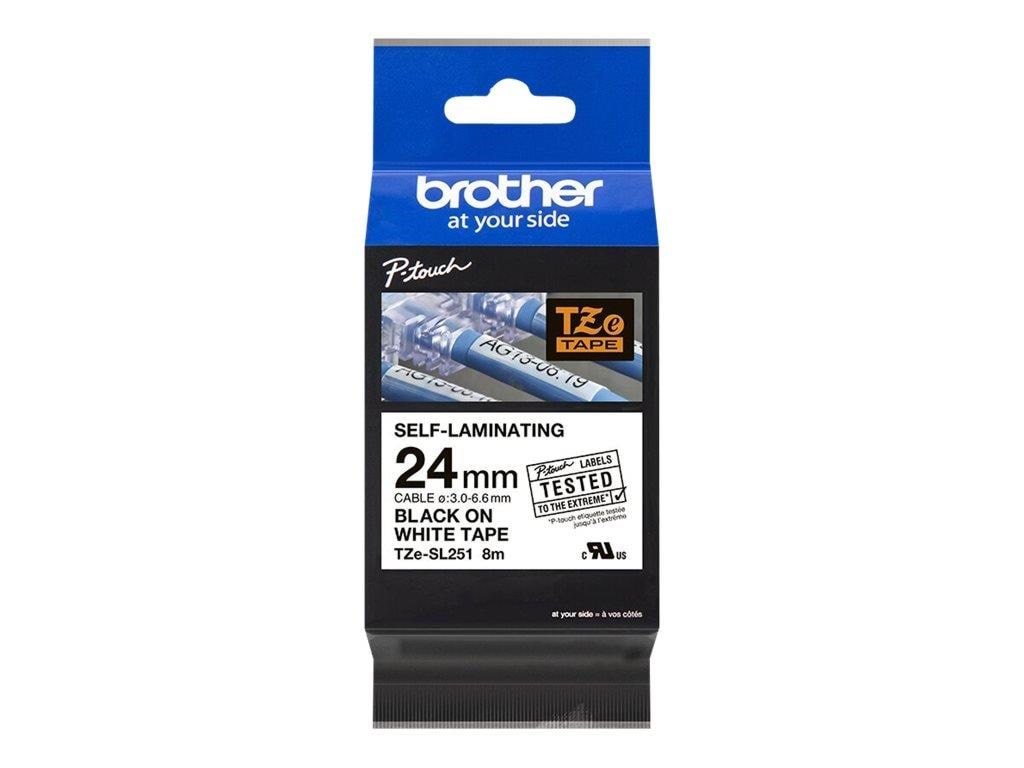 Brother Tze Sl251 - Black on White - Roll (2.4 cm x 8 m) - Papier Fotopapier Und Etiketten