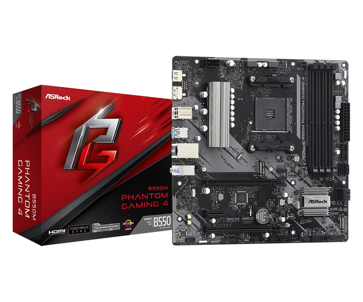 Asrock B550m Phantom Gaming 4 Mainboard - Amd B550 - Amd Am4 - Ddr4 Ram - Micro-atx