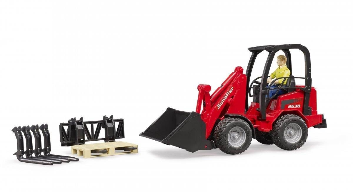 Bruder Schäffer Compact Loader 2630 With Figure And Accessories - Spielzeugauto