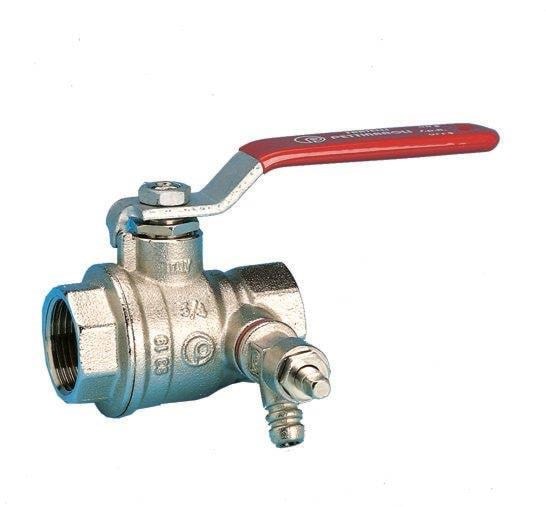 Pettinaroli F x f Fullway Ball Valve With Drain-off And Red Steel Lever - Armaturen 51cs-004