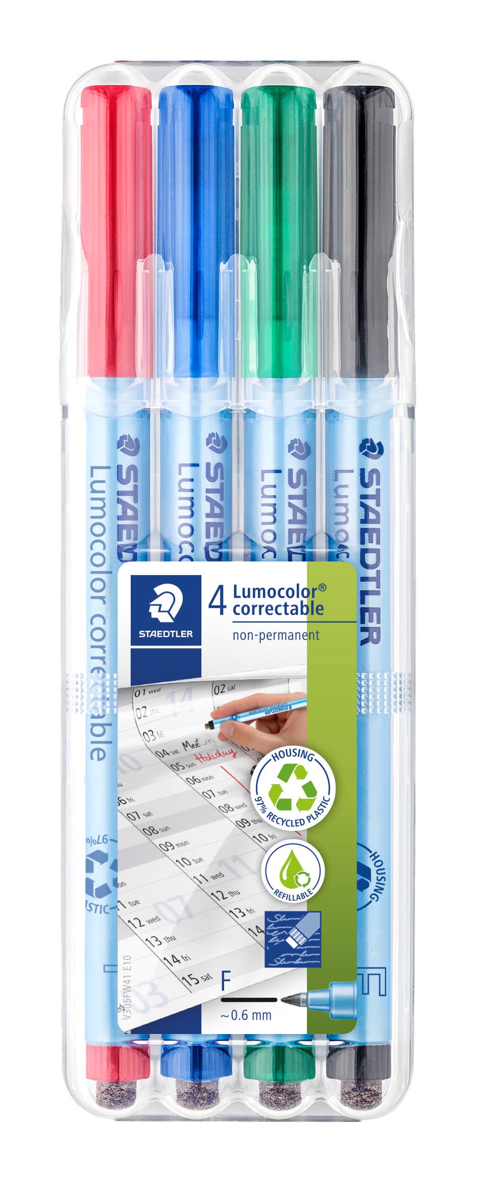 Staedtler Ohp Pen Lumocolor Correct F 4pcs - Utensilien Zum Schreiben Und Zeichnen 305f Wp4-1