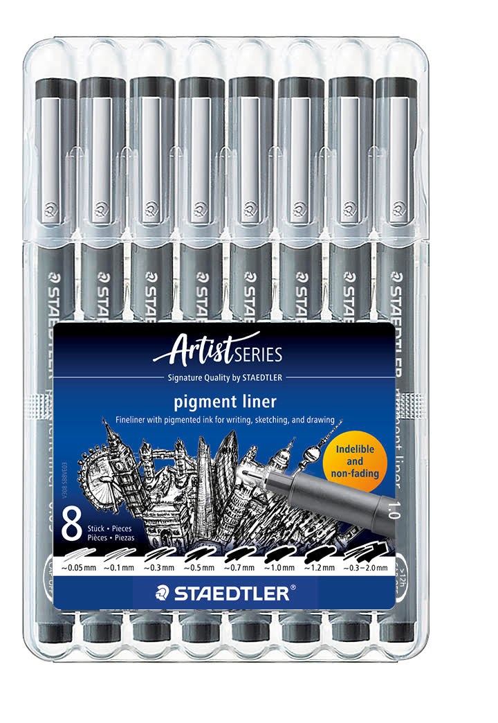 Staedtler Fineliner Pigment Liner Black 8pcs - Utensilien Zum Schreiben Und Zeichnen 308 Sb8