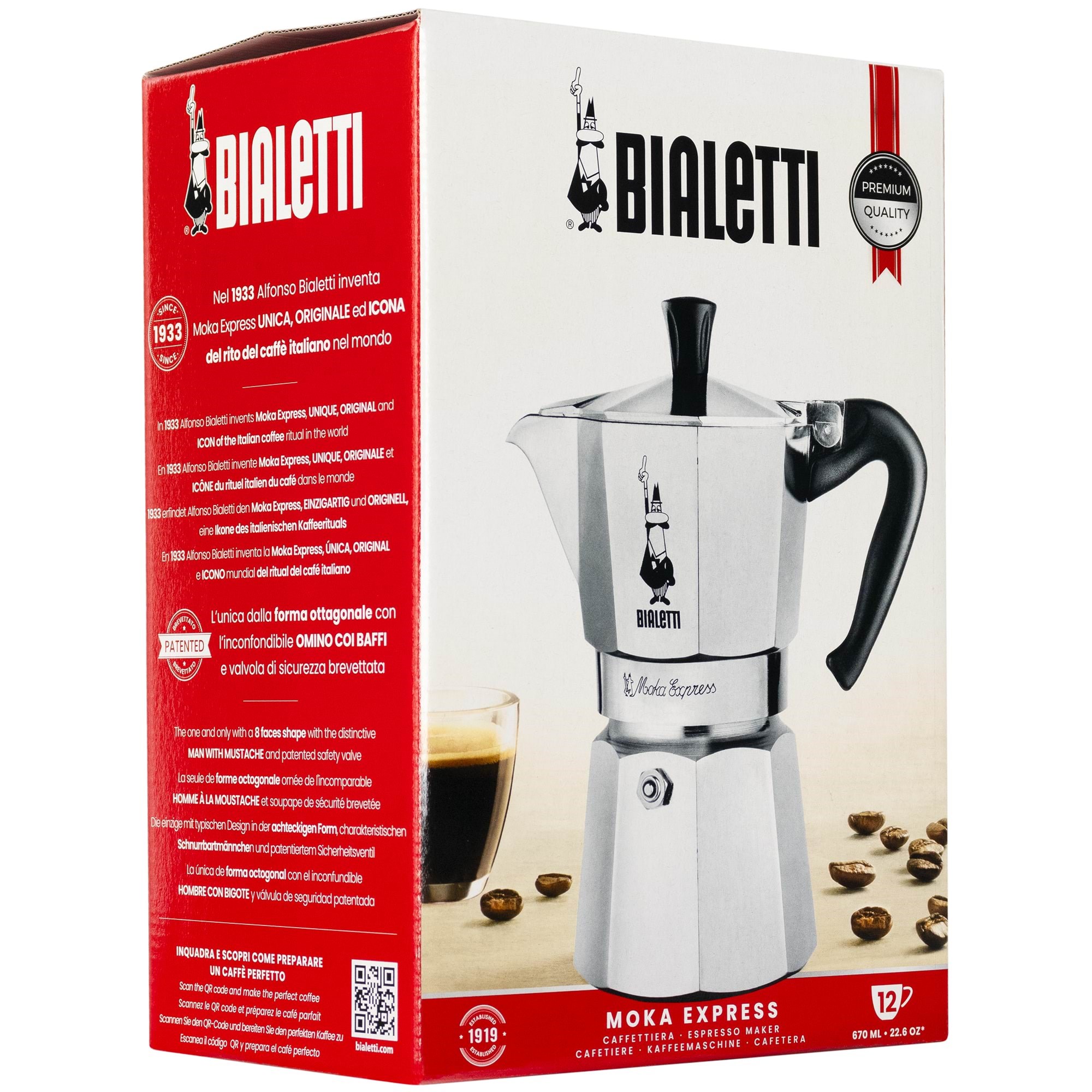 Bialetti Moka Express 12 Cups - Kaffeezubereitung Silber 0001166/x2