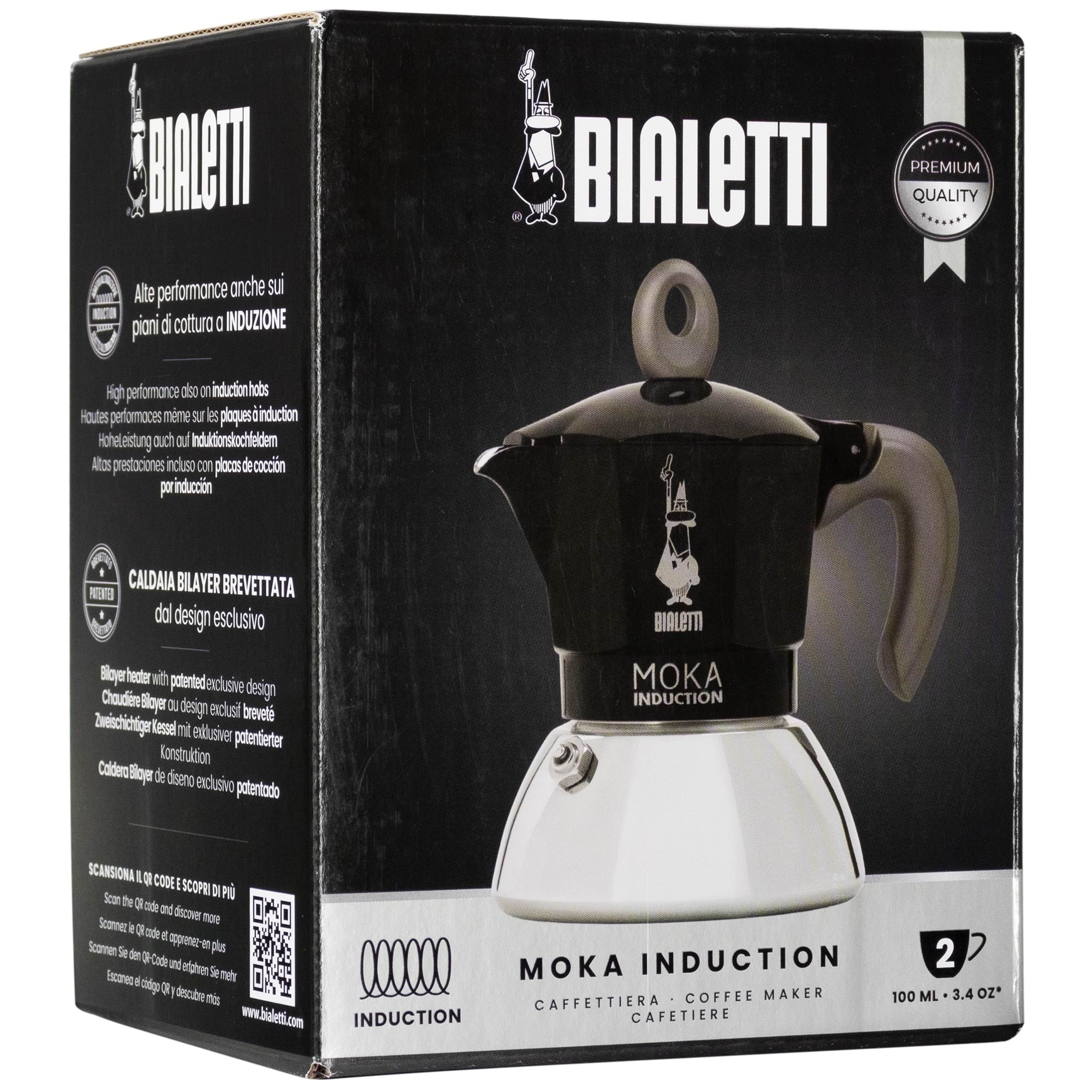Bialetti Moka Induction 2.0 - 2 Cups - Kaffeezubereitung Schwarz 6932
