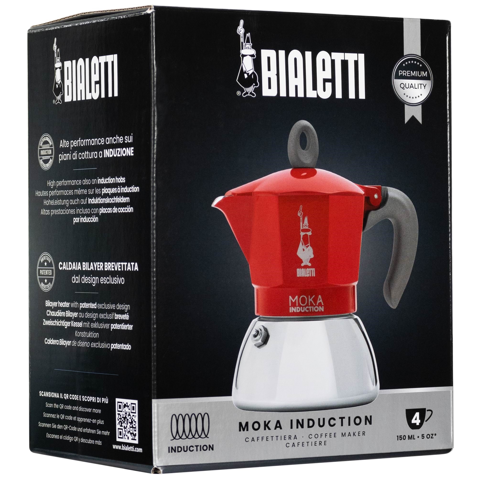 Bialetti Moka Induction 2.0 - 4 Cups - Kaffeezubereitung Rot 6944