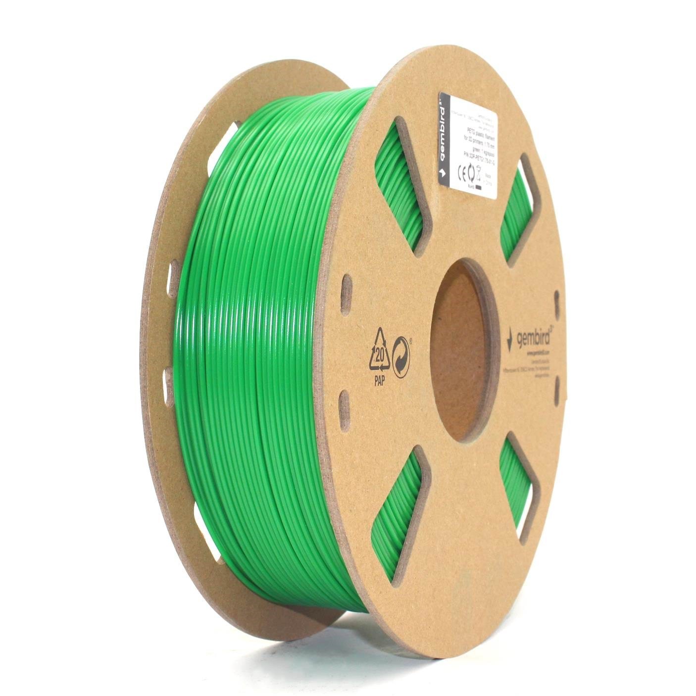 Gembird Petg (Pet, Pett) Filament - Green - 1.75mm ø - 1 kg - Filament 3D Drucker 3dp-petg1.75-01-g