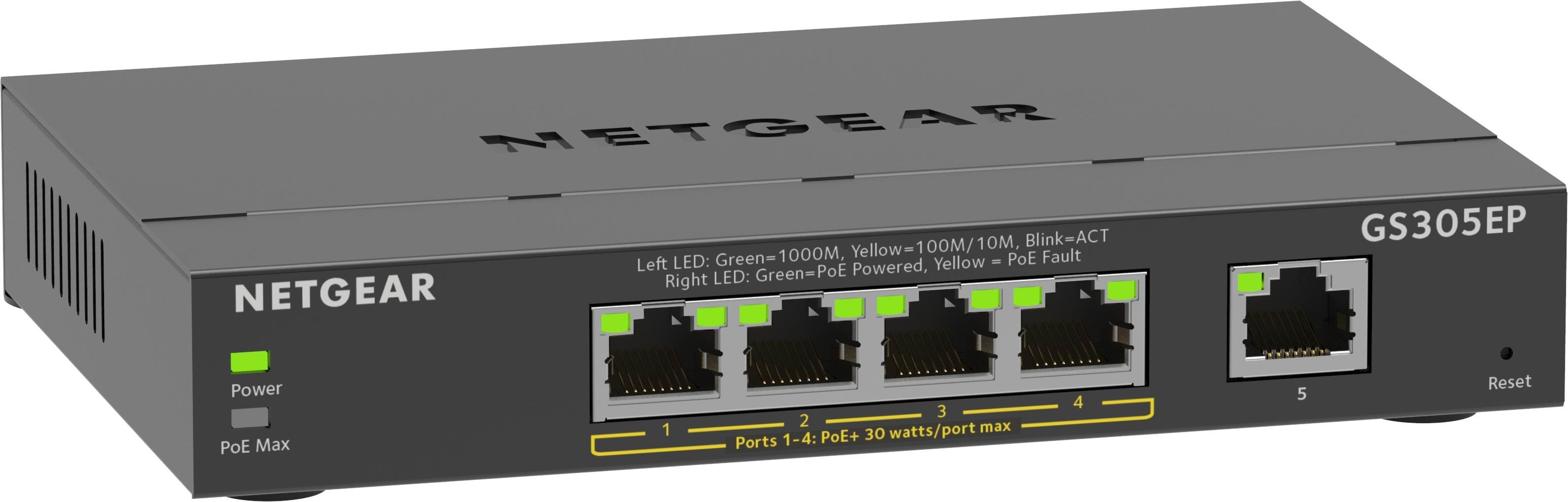 Netgear Gs305ep 5-port Gigabit Ethernet Plus Poe Switch (63w) - Switches Gs305ep-100pes