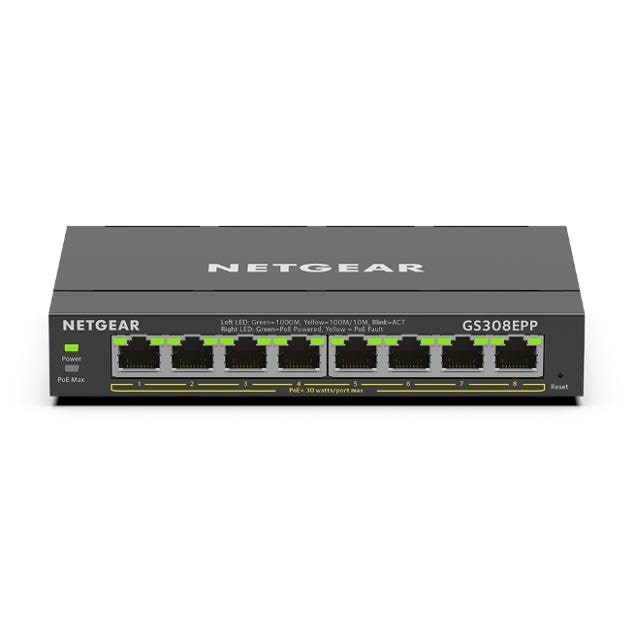 Netgear Gs308epp-100pes 8-port Poe+ Gigabit Ethernet Plus Switch (123w) - Switches