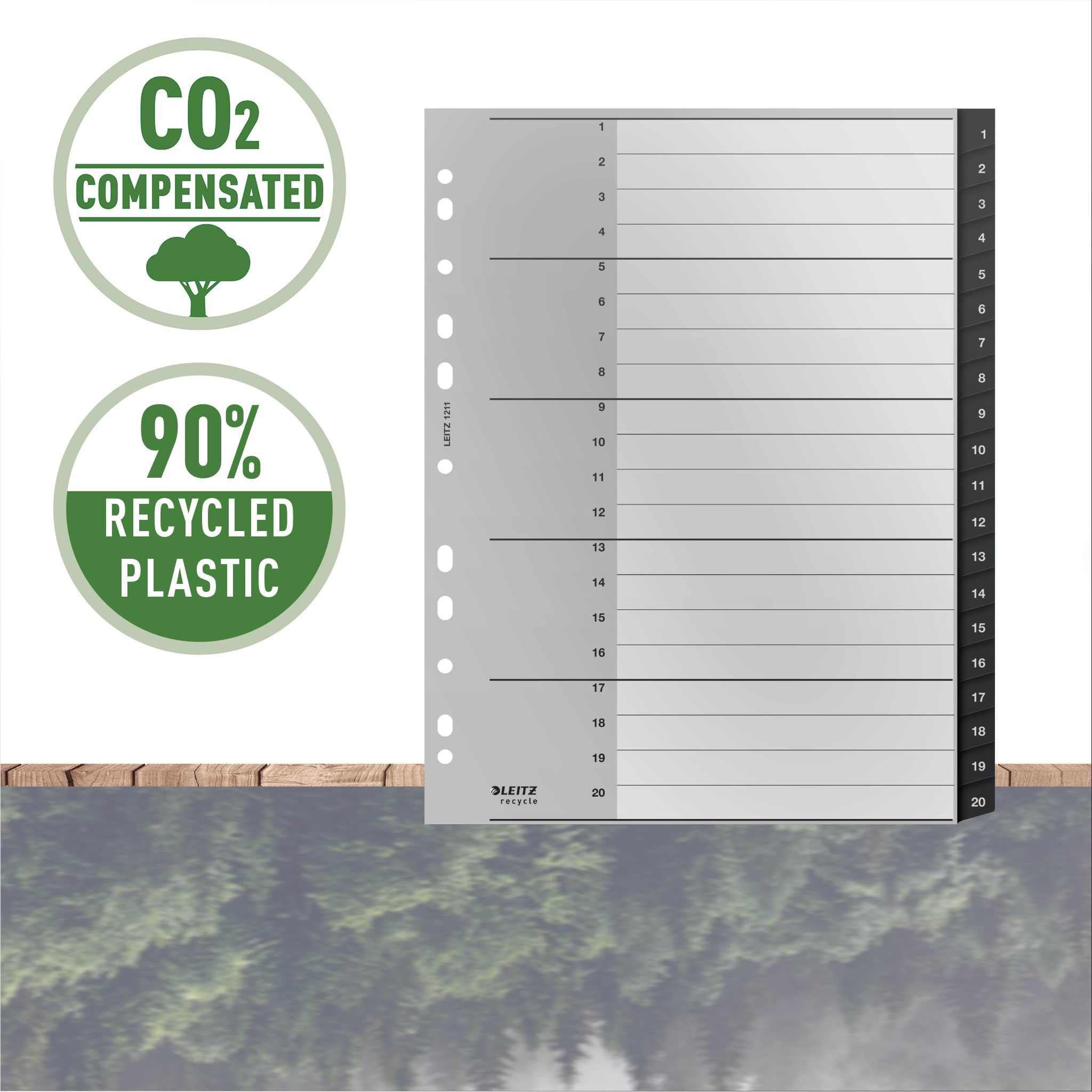 Leitz Recycle Register, PP, Extrabreit - Taschen Umschlaege Und Register 12110000