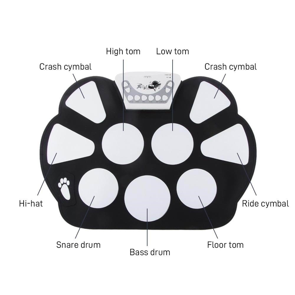 Mikamax Roll Up Elektronisches Schlagzeug - Tragbares Digitales Drum-set Mit 9 Pads & Pedalen - Musikinstrumente DJ Ausstattung 04796