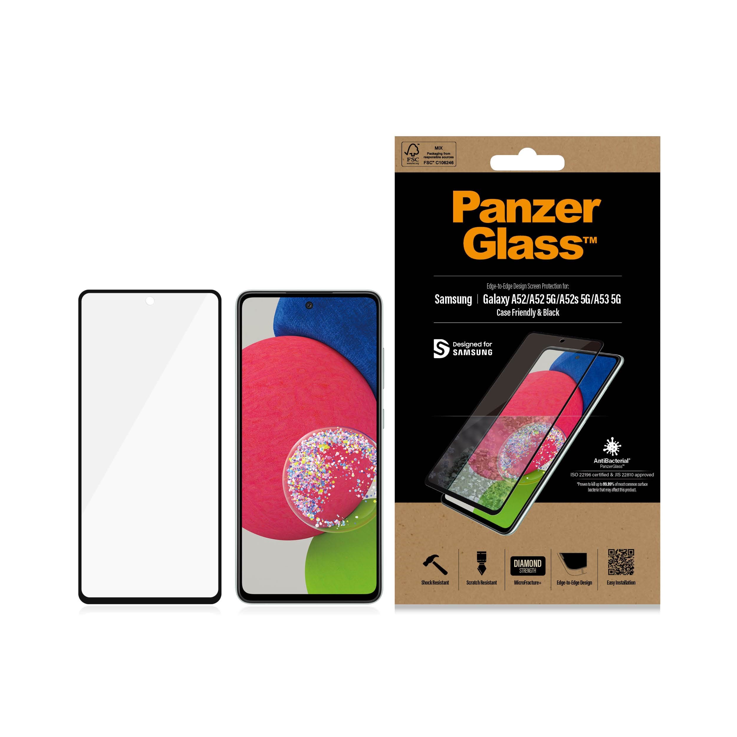 Panzerglass Screen Protector Samsung Galaxy A52 | A52 5G | A52s 5G | A53 5G - Handys Schutzfolie Panzer7253