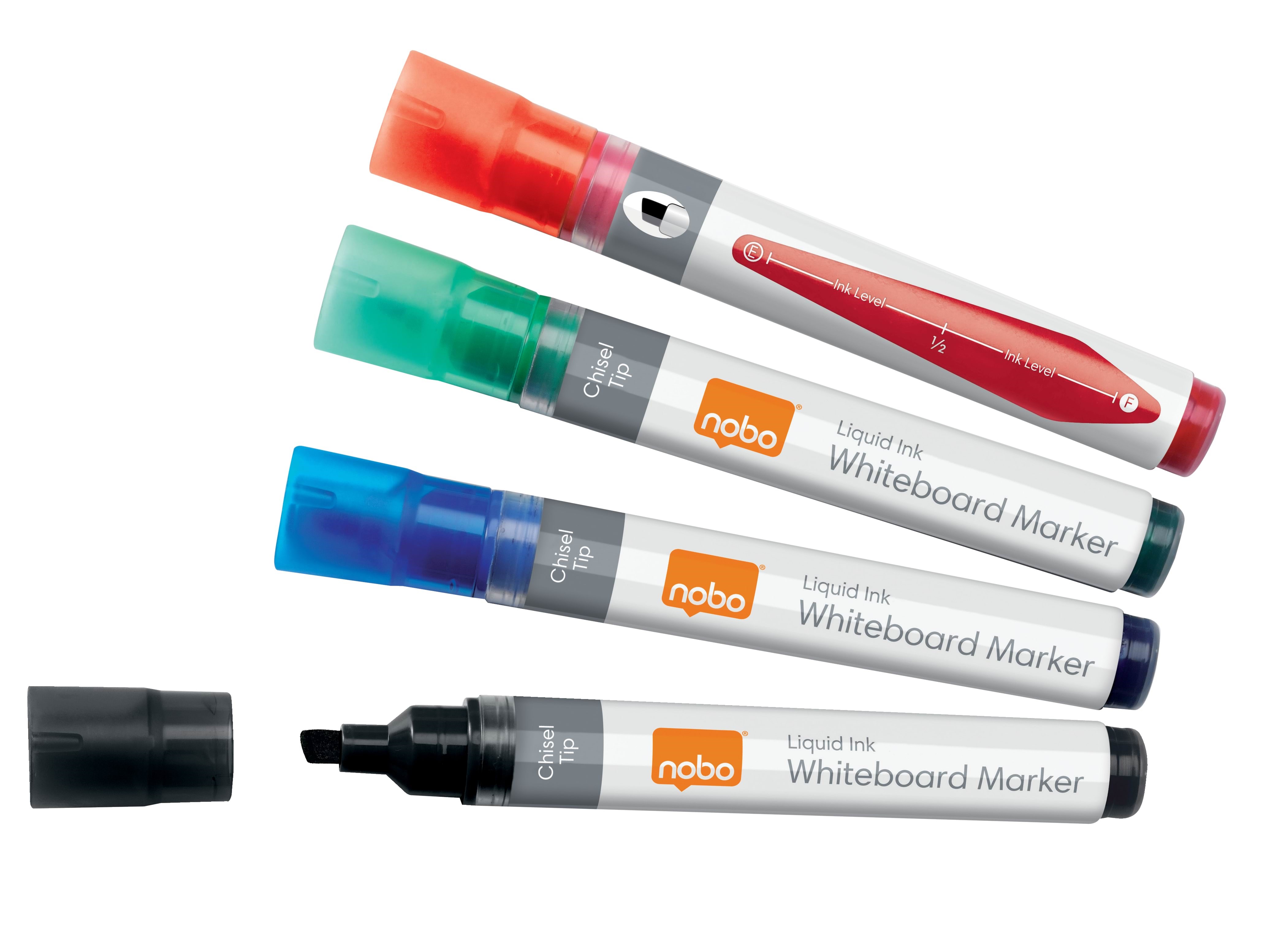 Nobo Liquid Ink Boardmarker, Trocken Abwischbar, Keilspitze, 4 Stück, Sortiert - Konferenz Und Praesentation 1915387