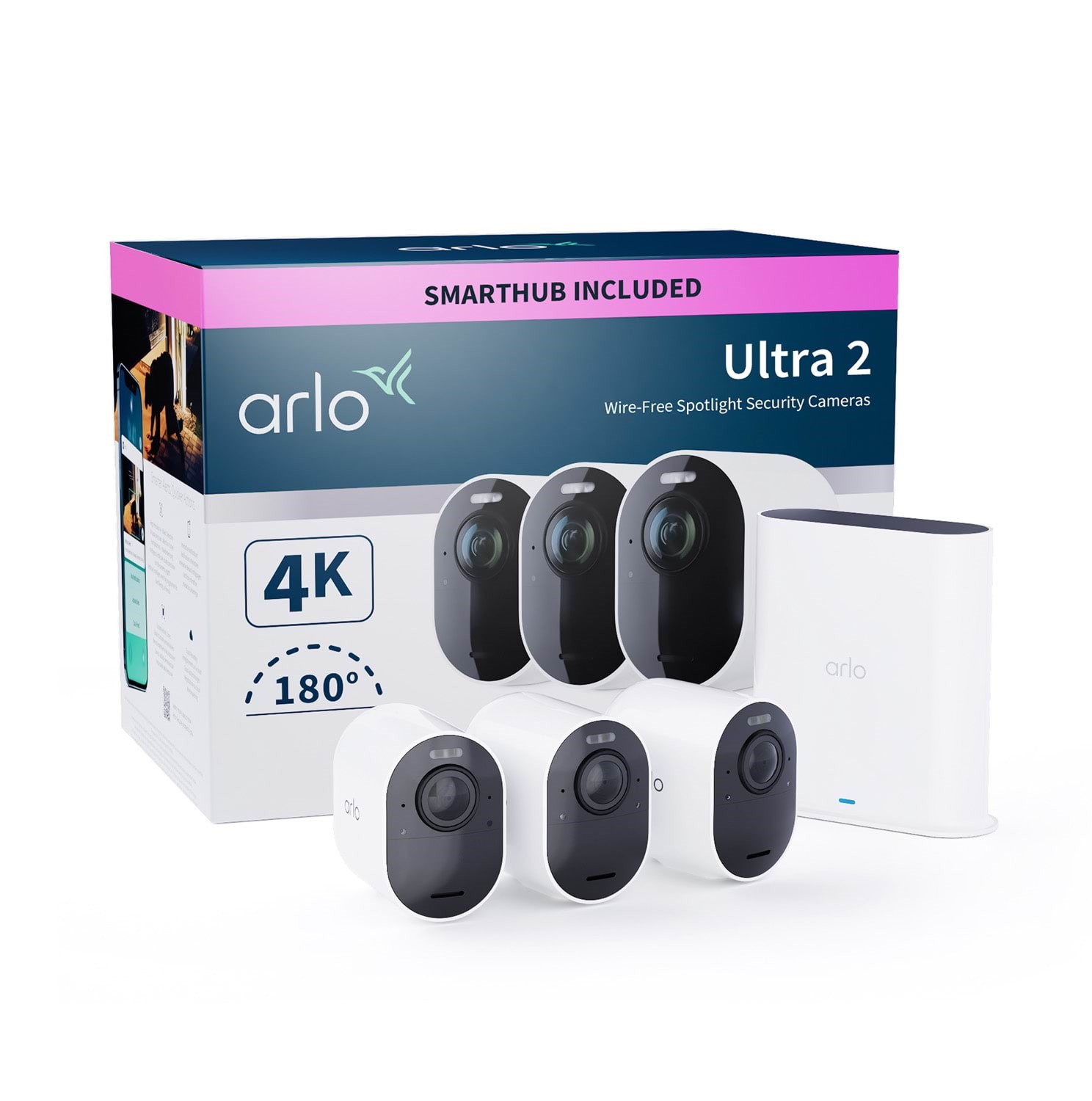Arlo Ultra 2 4K Uhd Wire-free Security Camera System - 3 Cameras - Smart Home Vms5340-200eus