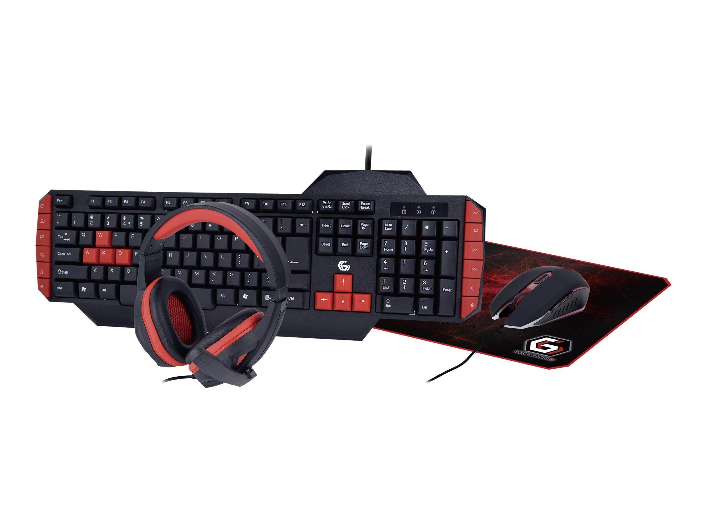 Gembird - Keyboard Mouse Headset And Mouse Pad Set - Qwerty - US - Tastatur-, Maus-, Headset- Und Mauspad-set - Englisch (US) - Rot - Tastaturen