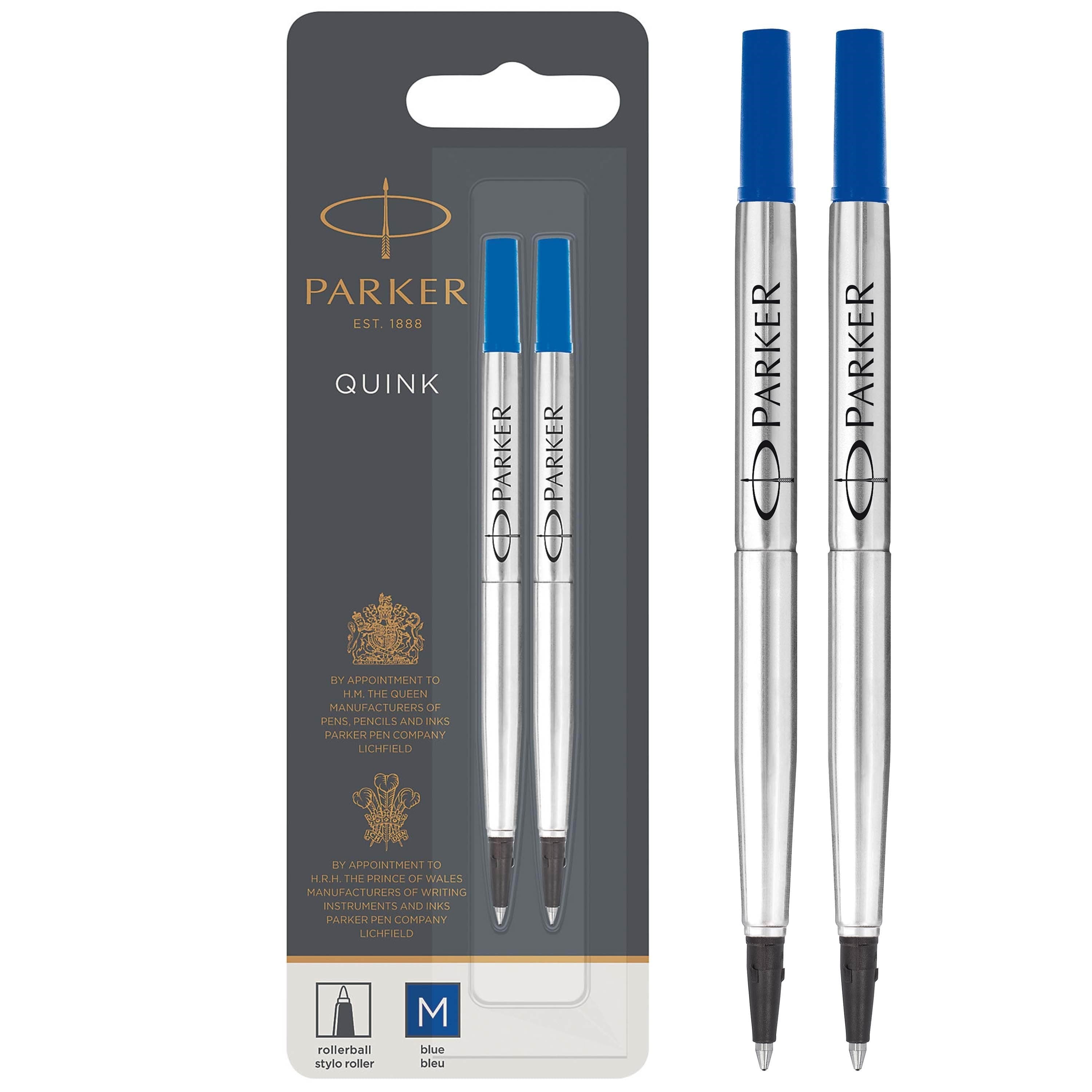 Parker Ersatzminen Für Tintenroller | Mittlere Spitze | Blaue Quink Tinte | 2 Stück - Utensilien Zum Schreiben Und Zeichnen S0881490