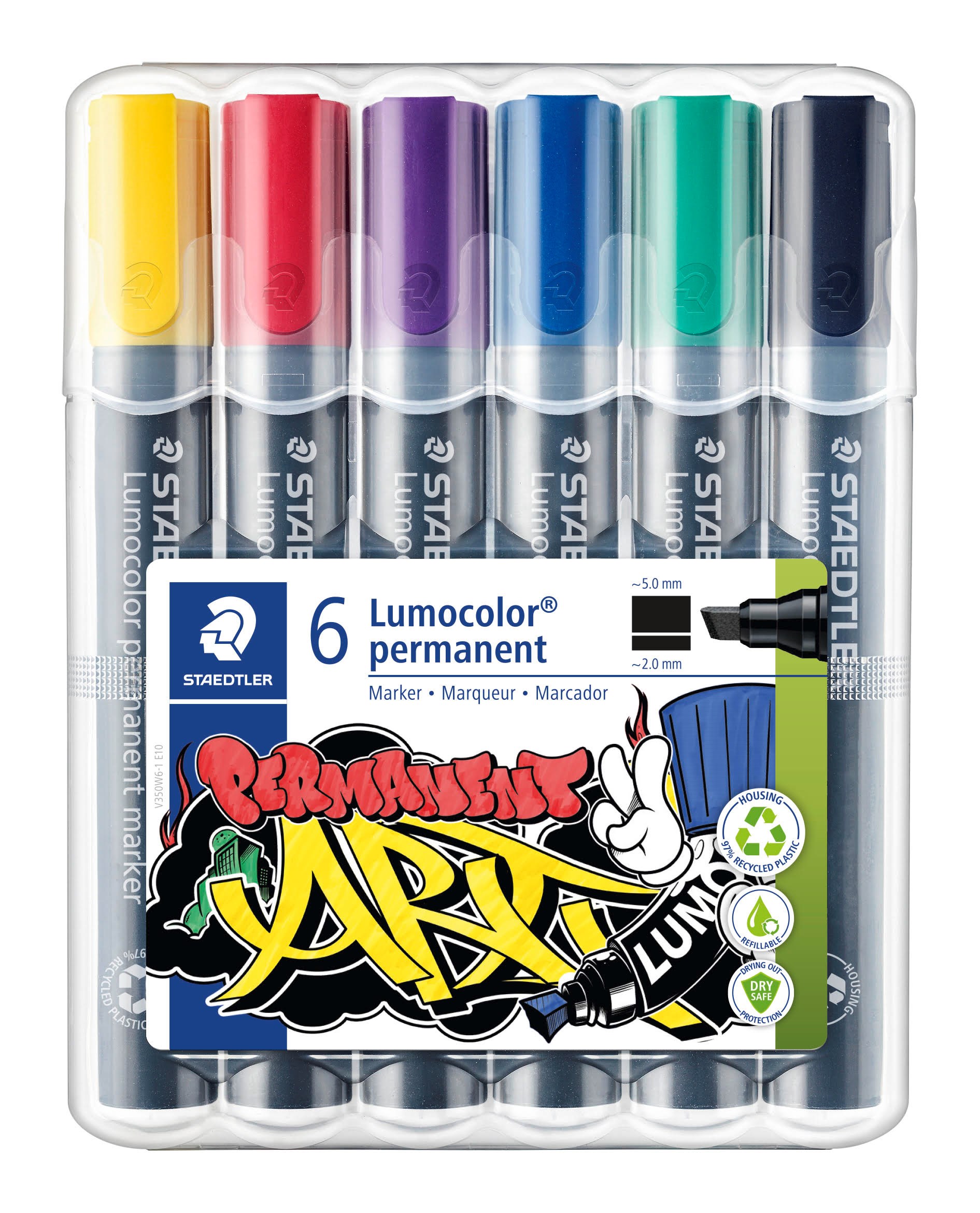 Staedtler Marker Lumocolor Permanent 6pcs.Box - Utensilien Zum Schreiben Und Zeichnen 350 Wp6-1