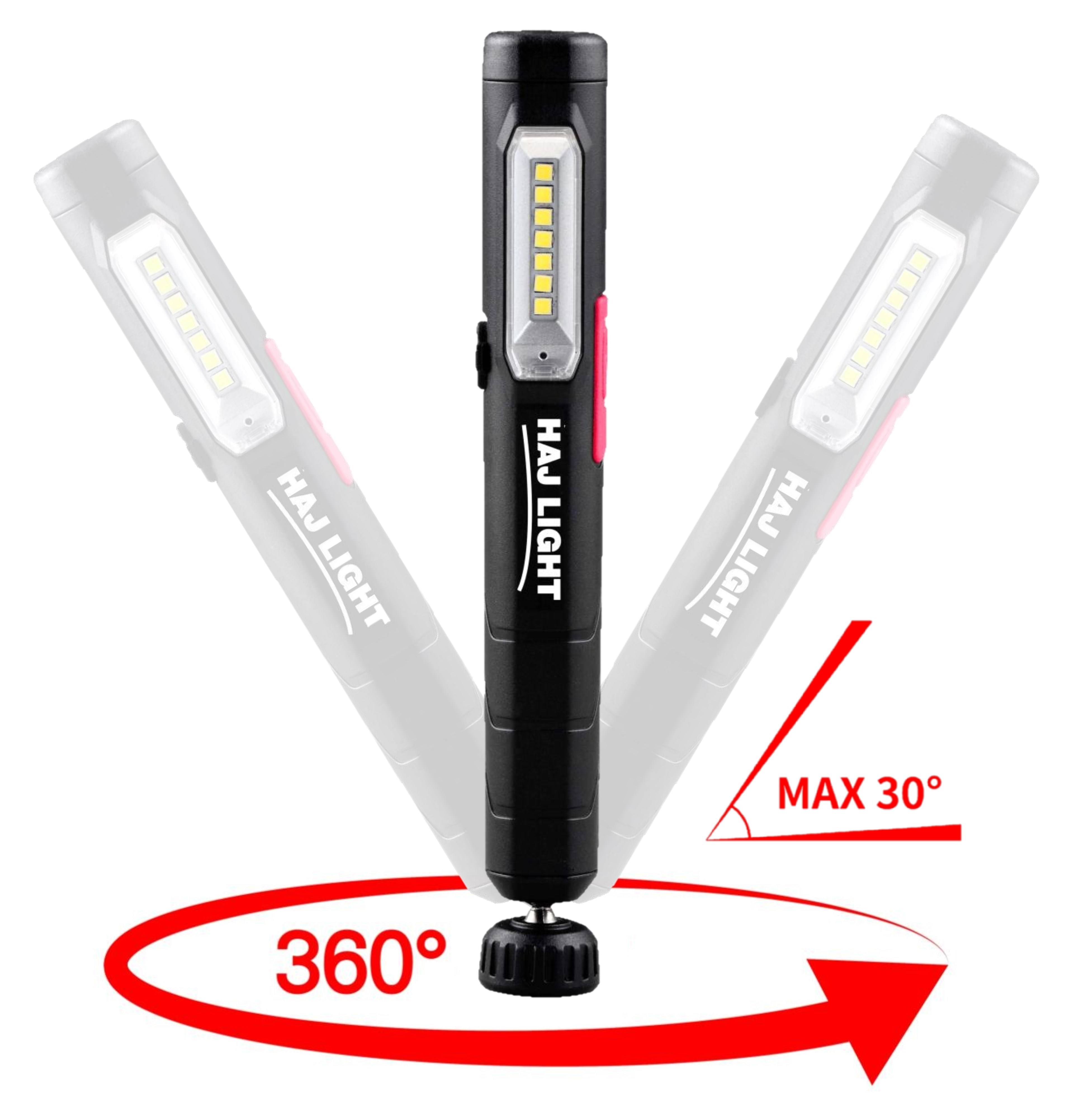 Haj Light Rechargeable Pen-light 220+80 Lumen Magnet in Clip Magnet in Swivel Base - Taschenlampen Und Scheinwerfer 49hl220