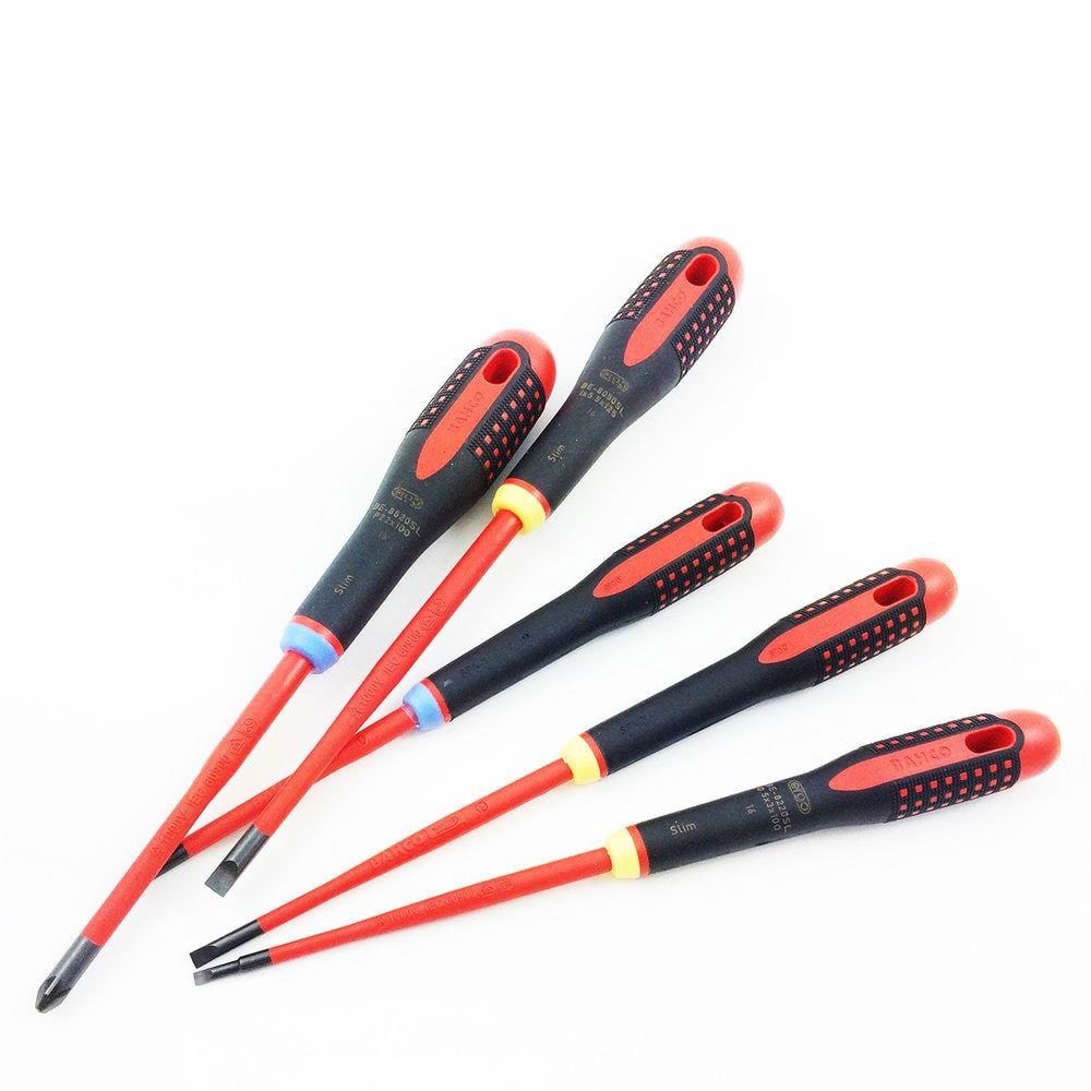 Bahco 9882sl Insulated Slotted Screwdrivers 5 Pcs 1000v - Slimblade Be-9882sl Pz/lk - Handwerkzeuge