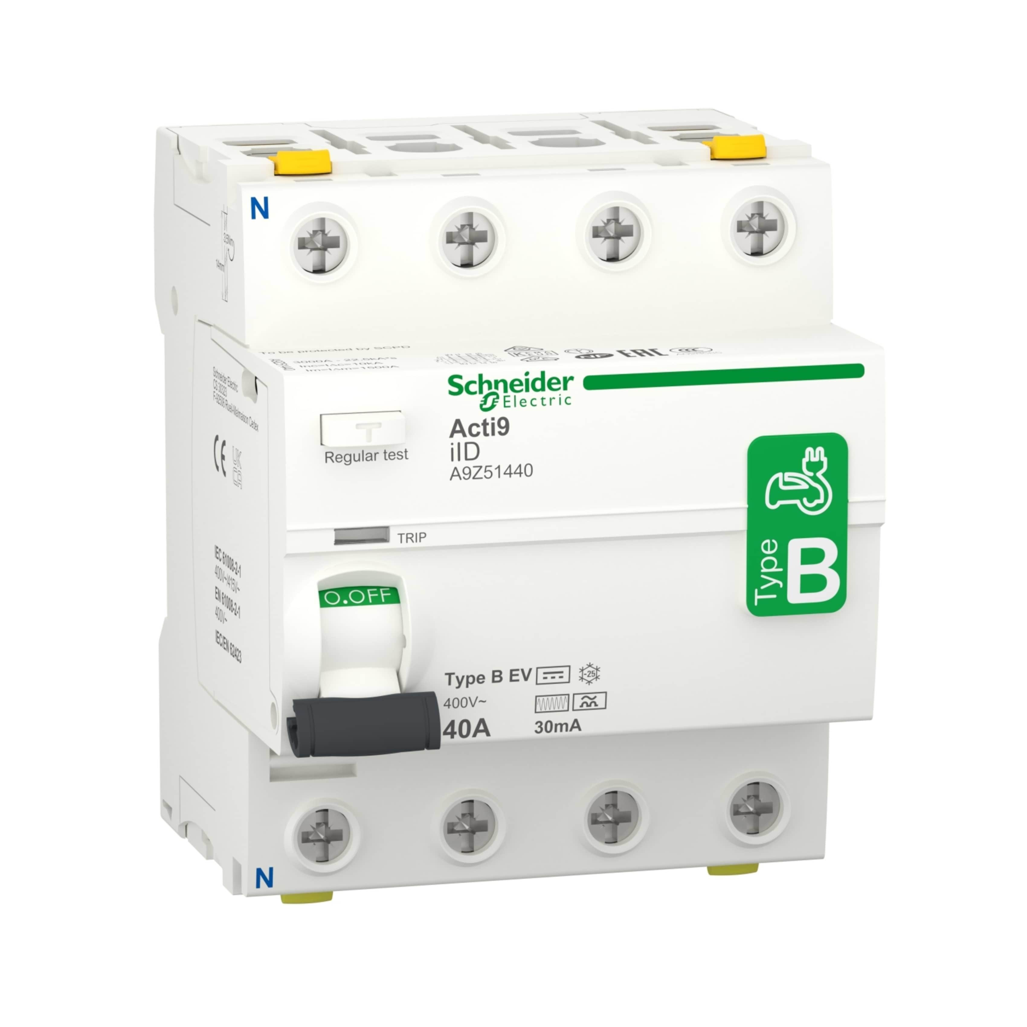 Schneider Electric Rccb Earth Leakage Protection 4p 40a 30ma B-class Speciel Design For Ev-electrical Vehicle Charger Ac/dc - Komponenten Fuer 