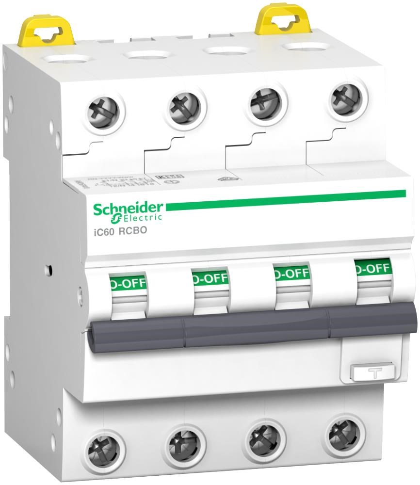 Schneider Electric Acti9 Ic60 Rcbo Residual Current Circuit Breaker With Overcurrent Protection 4p 32 a 30 ma Type a c Curve 6 ka 6000 a - Komponenten