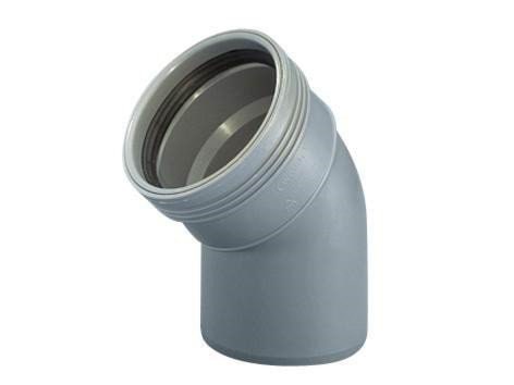 Wavin Wafix pp Bend 45° x 75 mm Grey - Entwaesserungsprodukte 1450322