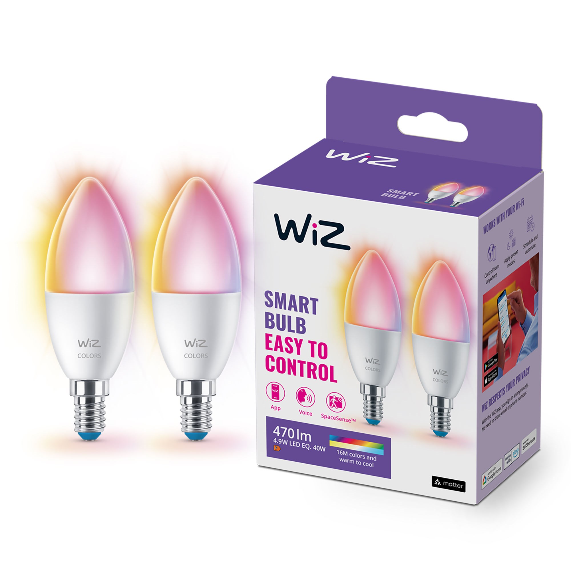 Wiz Kerze C37 E14 Full Color - Doppelpack - Smart Home 929002448842