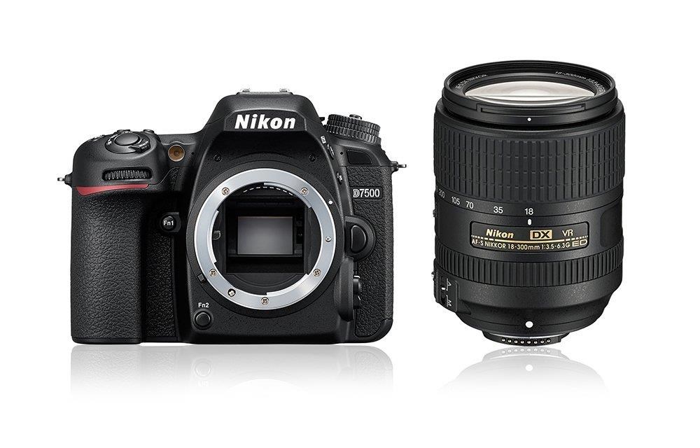 Nikon D7500 + Af-s DX Nikkor 18-300 VR - Digital Kameras Black Vba510k004