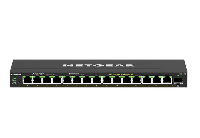 Netgear Gs316ep-100pes 16-port Poe+ Gigabit Ethernet Plus Switch (180w) With 1 Sfp Port - Switches