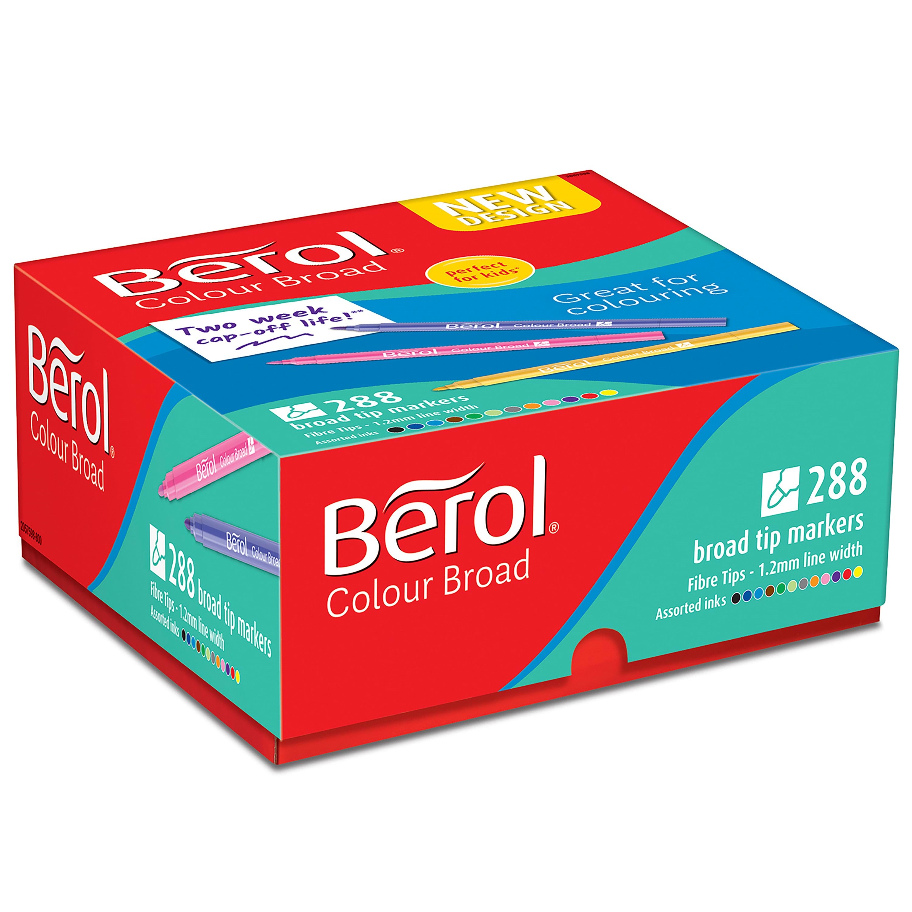 Berol Dicke, Bunte Faserschreiber, Strichbreite: 1,1mm - Farblich Sortiert, 288er Box - Hobby Zubehoer