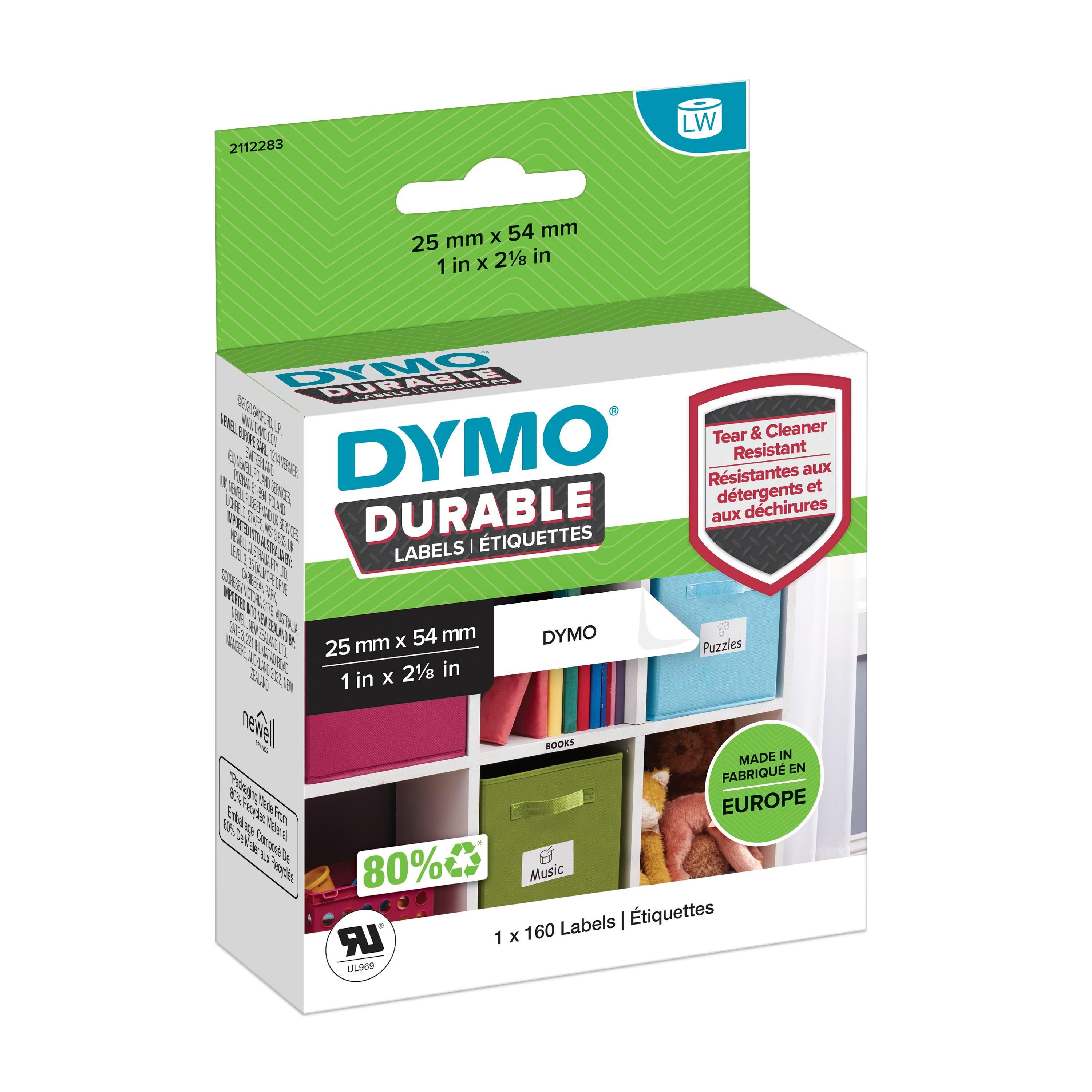 Dymo Original Labelwriter Hochleistungs-etiketten | 25 mm x 54 mm | Weißes Kunststoff-etikett | Rolle Mit 160 Etiketten - Papier Fotopapier Und 