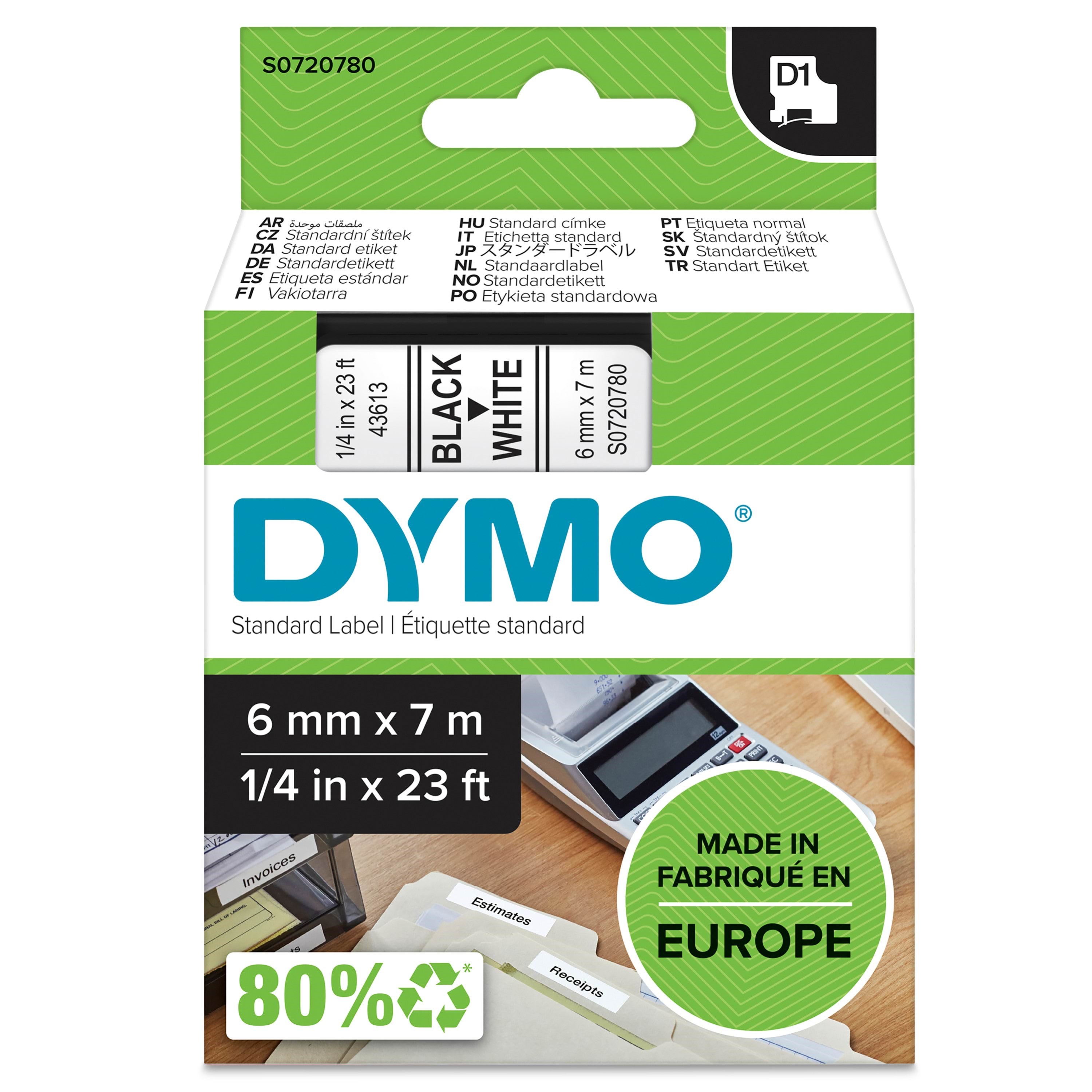 Dymo D1-etikettenband | Schwarz Auf Weiß | 6mm x 7m - Papier Fotopapier Und Etiketten 43613
