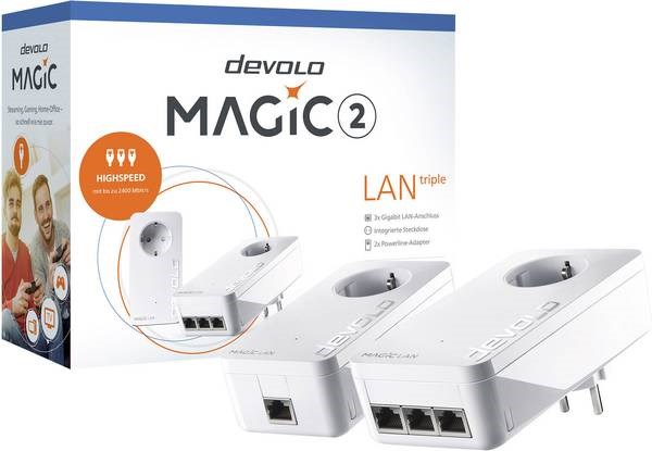 Devolo Magic 2 Lan Triple Starter Kit Homeplugs - Homeplug Powerline 08510